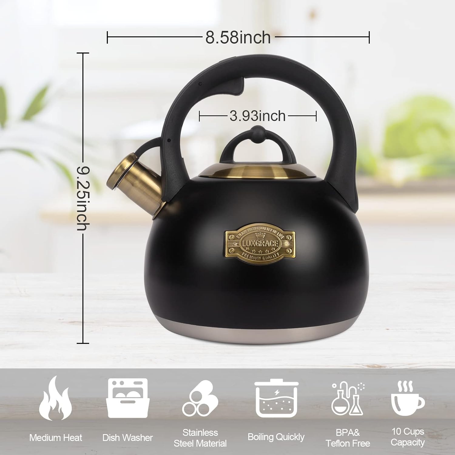 LUXGRACE 31 Quart Stovetop Tea Kettle