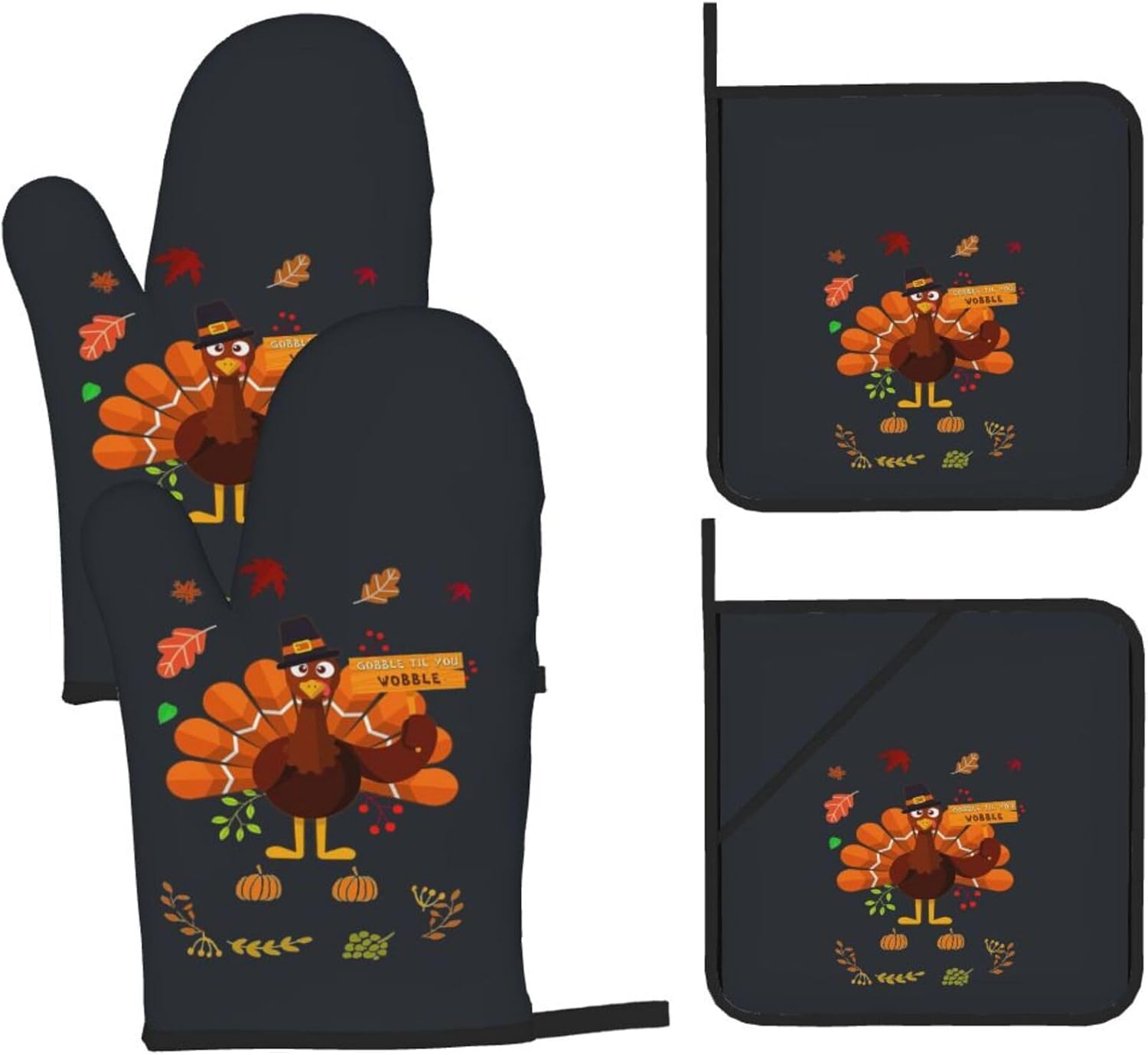 HOYYU Thanksgiving turkey oven mitts and pot holders set