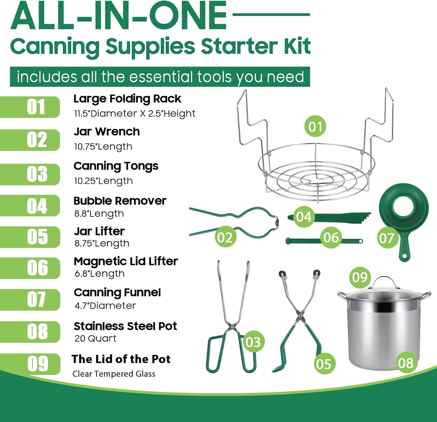 Stainless Steel Water Bath Canner with Rack Green