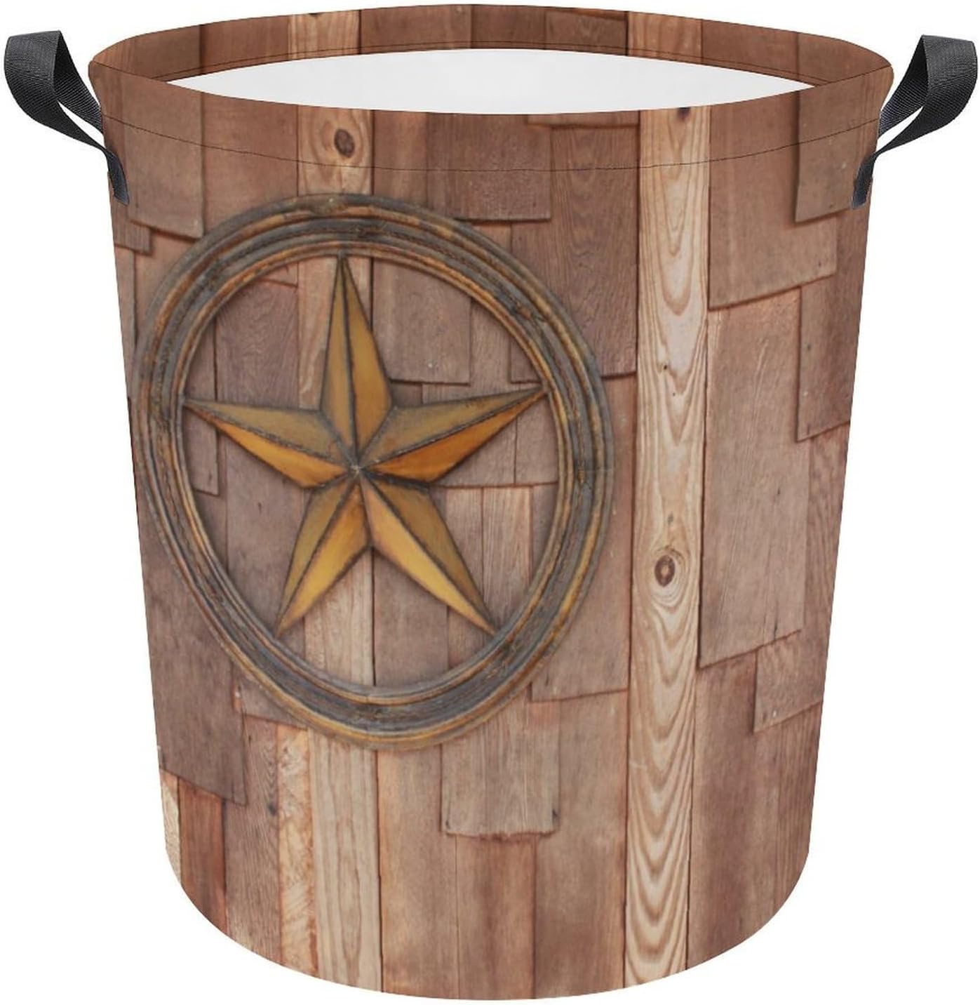 Star on Wood Wall Laundry Hamper Collapsible Storage Basket Home Kitchen Organization