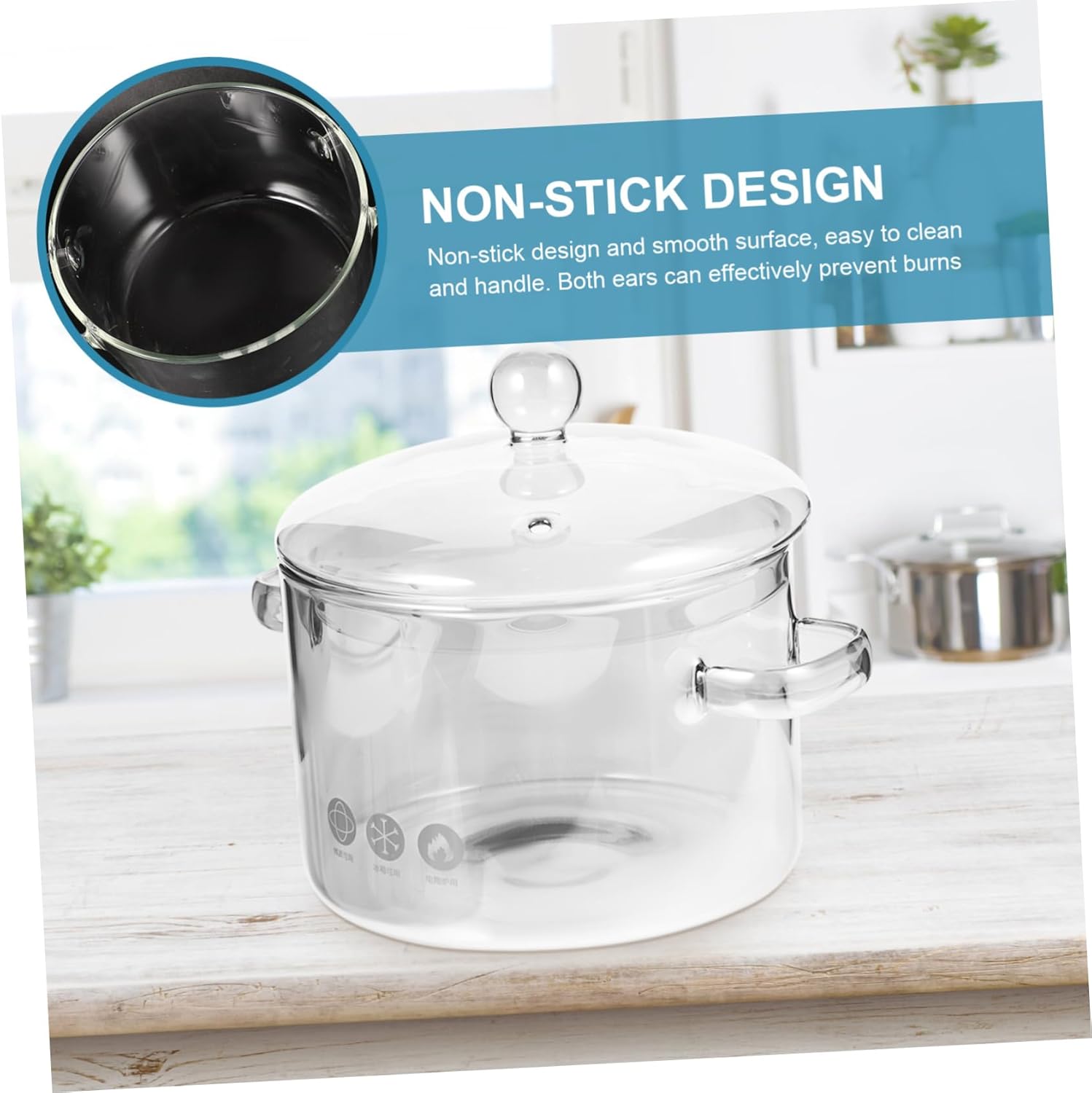 High Borosilicate Glass Soup Pot with Lid