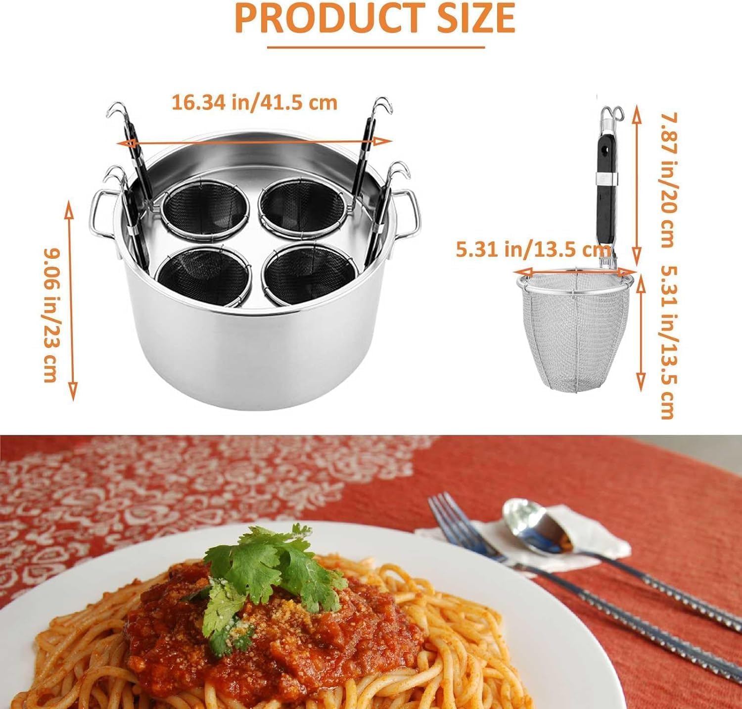 DAOUXIAOSPSturdy4-in-1 Stainless Steel Pasta Cooker Set for Home Commercial Use
