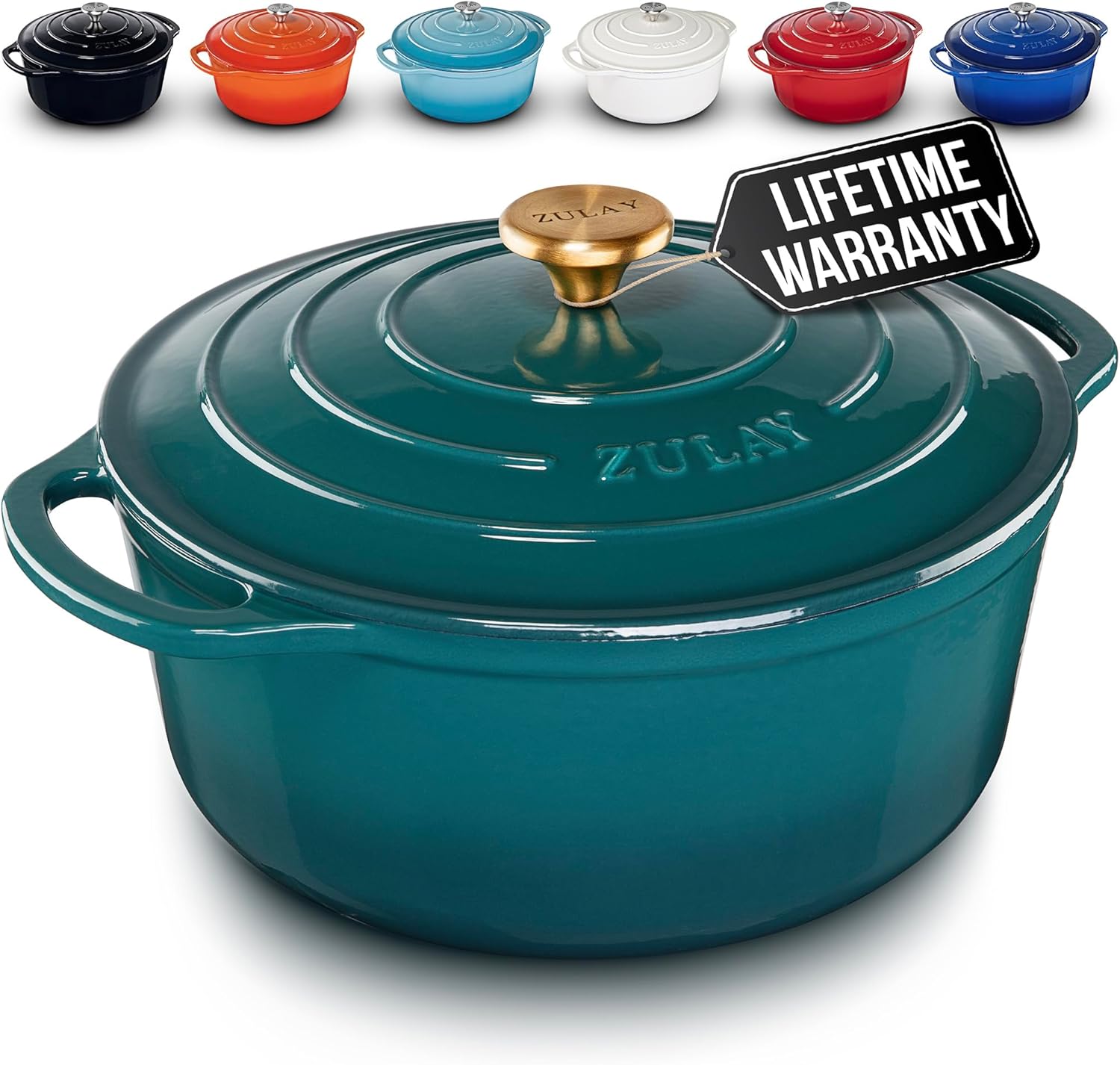 Zulay Premium 6 Quart Cast Iron Dutch Oven with Lid