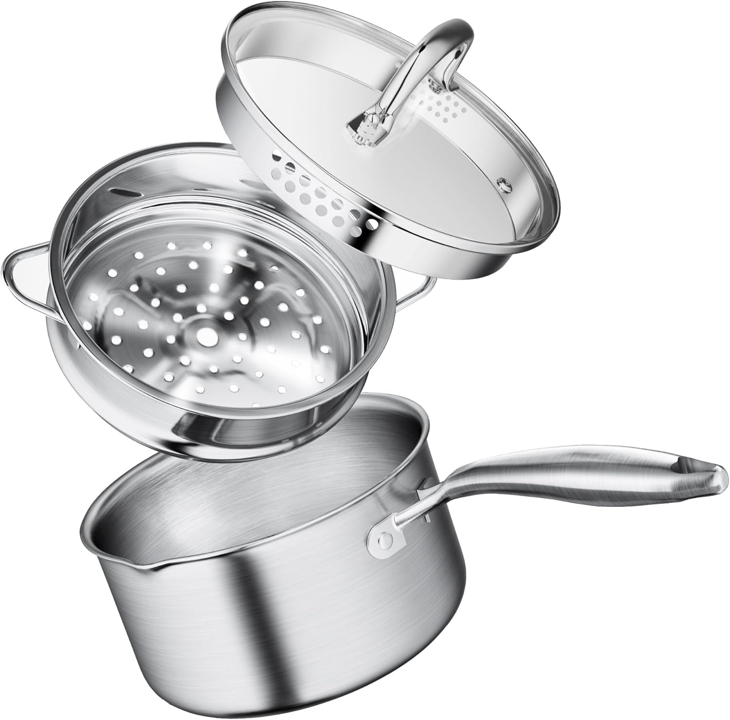 Leetaltree 15 Quart Stainless Steel Saucepan with Steamer Basket