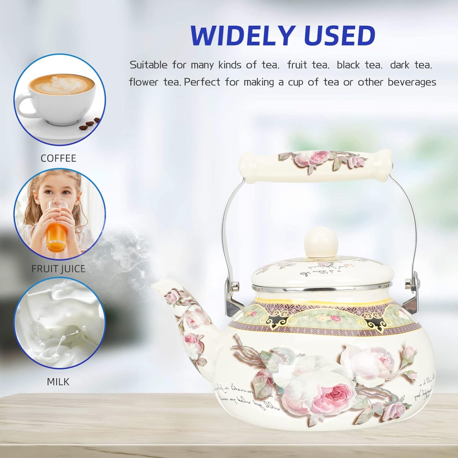 Luxshiny 25L Enamel Tea Pot for Stovetop