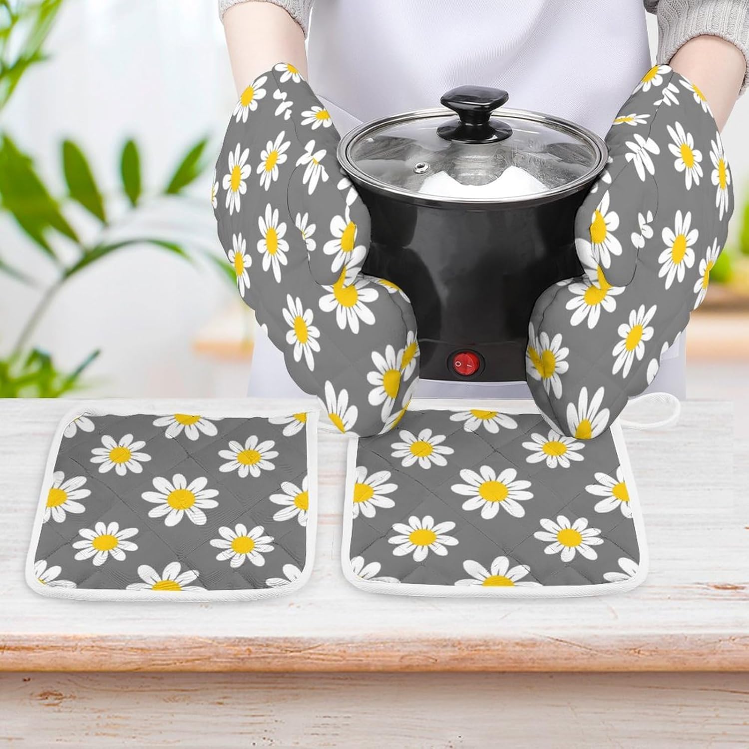 Curdesi 4PC Oven Mitts Pot Holder Set