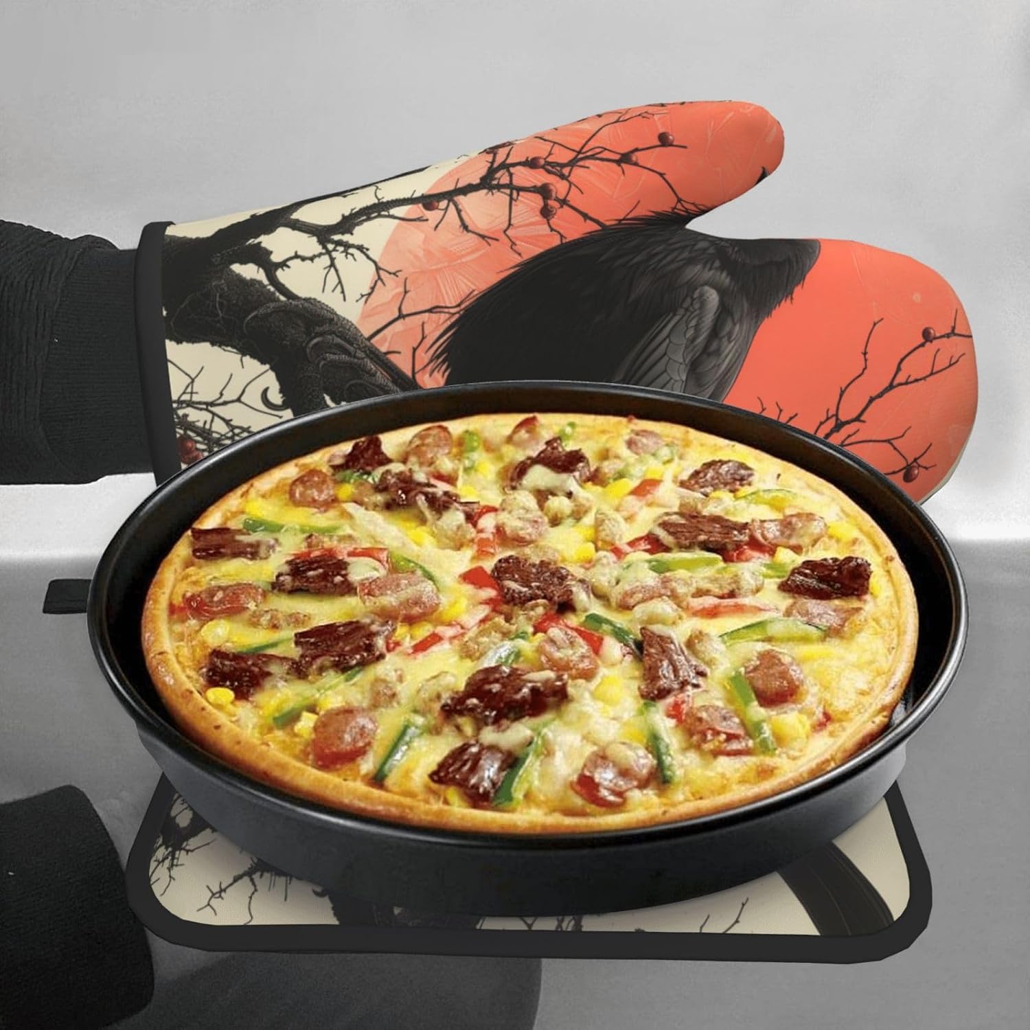 Vivid Halloween Oven Mitts Set