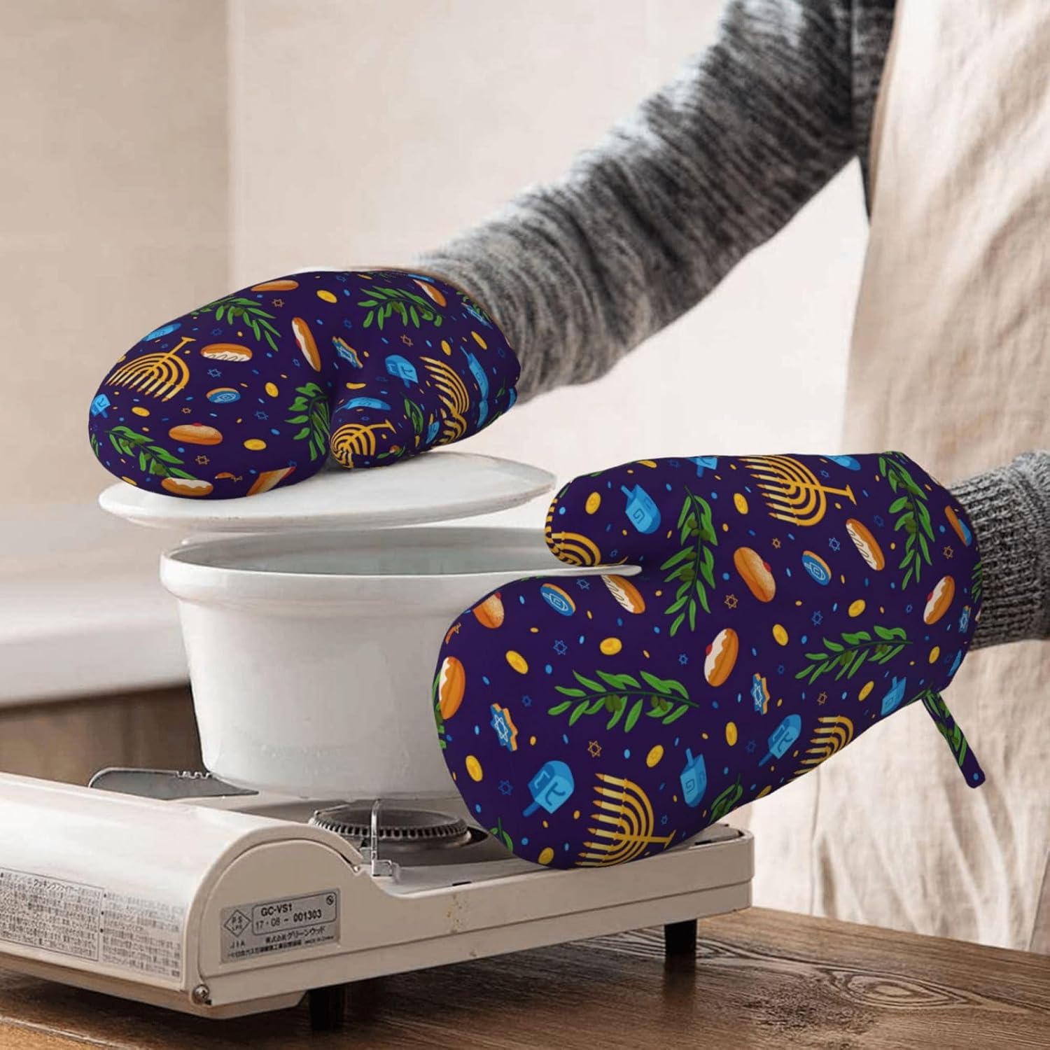 Happy Hanukkah jewish festival oven mitts WJJUOA