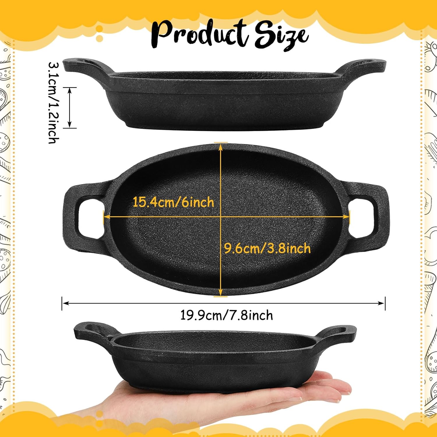 Compact 6-Piece Mini Cast Iron Skillet Set