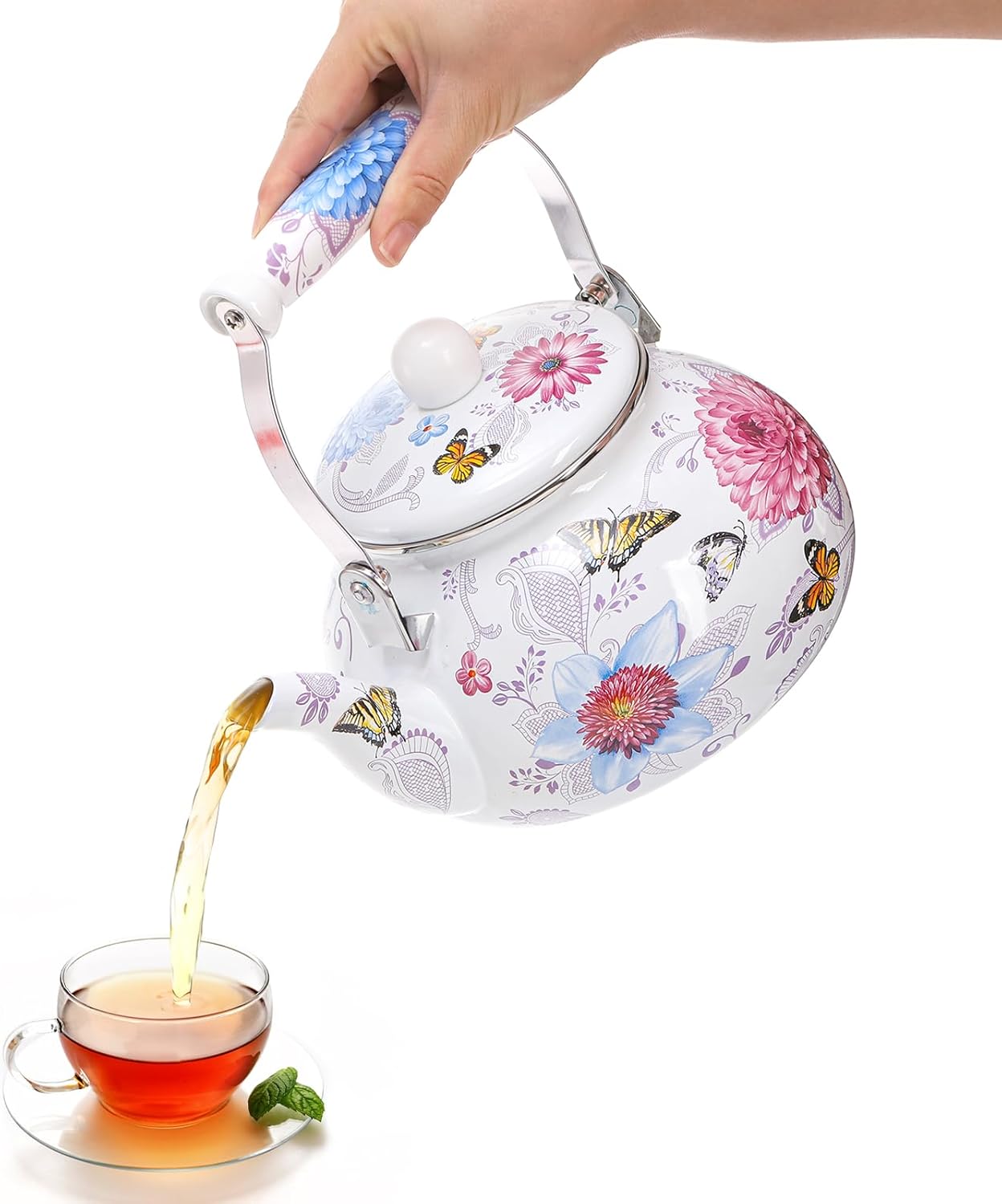 Yopay Vintage Enamel Tea Kettle 26 Quart