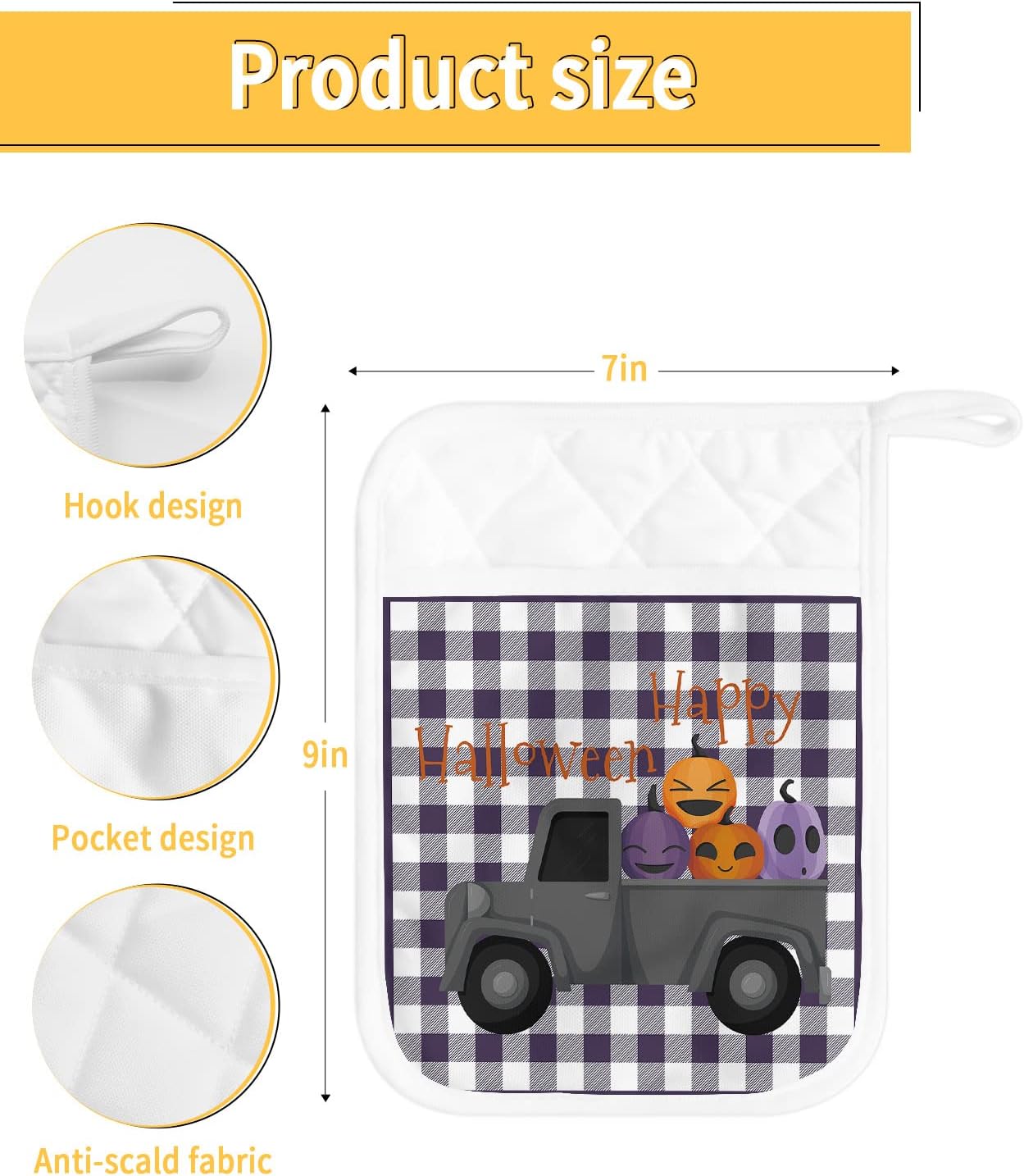 Happy Halloween Distinctive Pot Holder Set with 5 Pockets