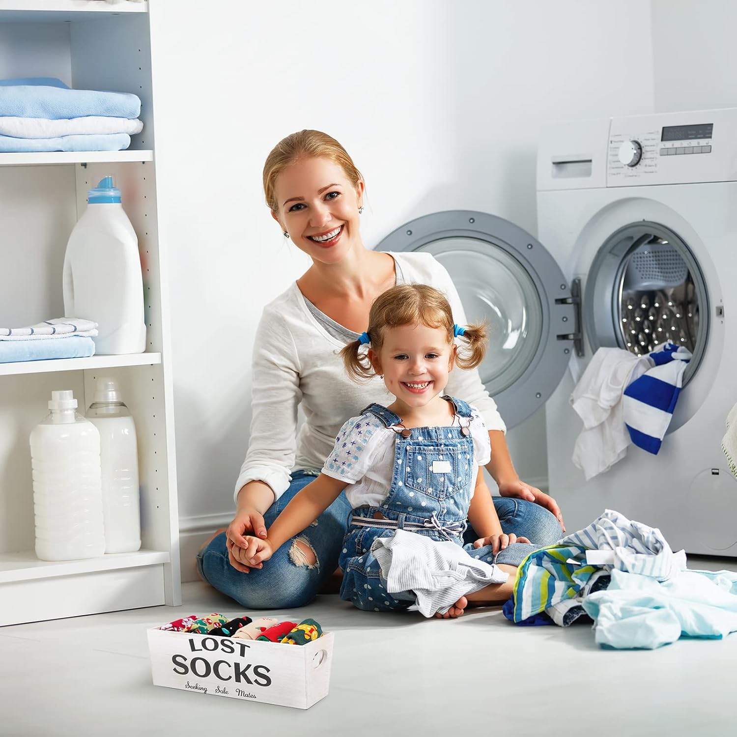 Blulu Lost Socks Sign for Farmhouse Laundry Room