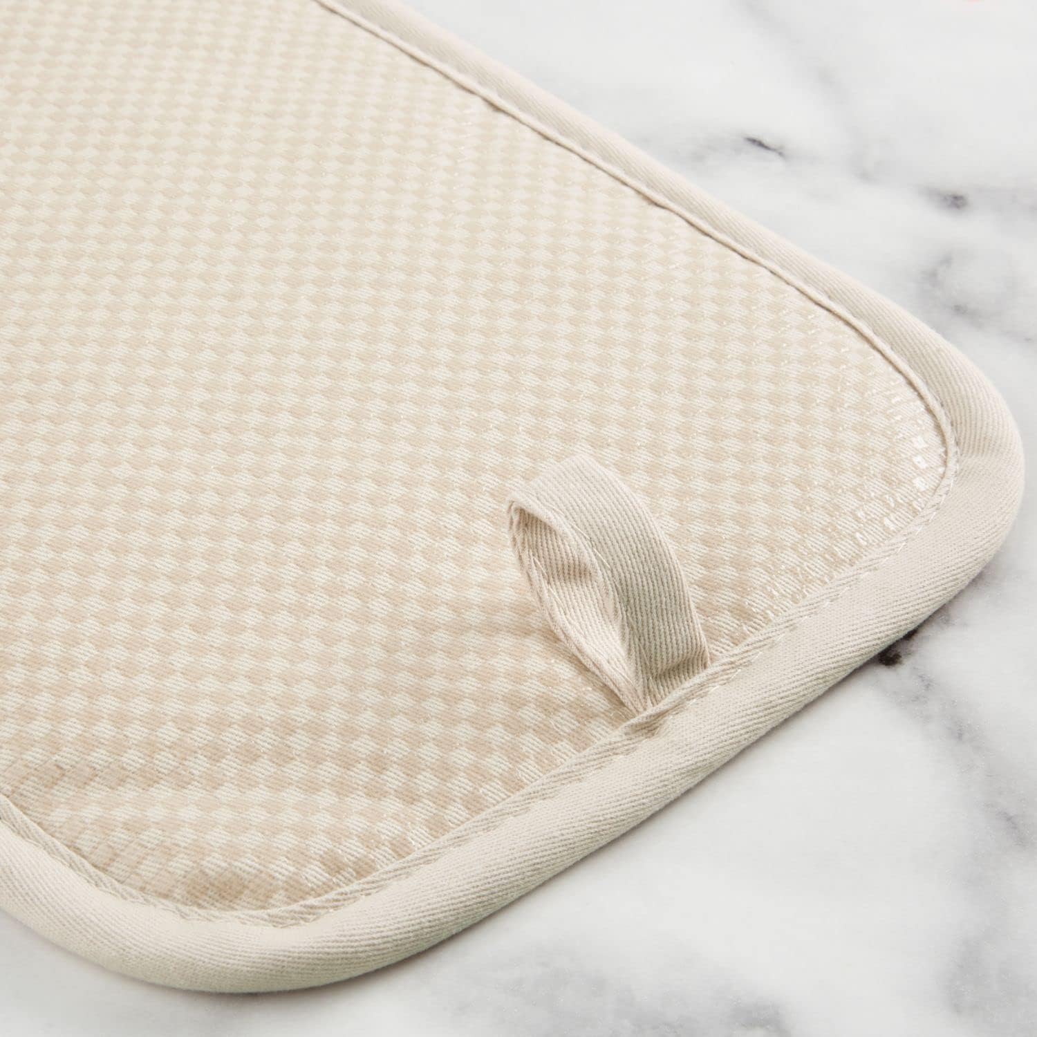 Cozy Gingham KitchenAid Pot Holders Milkshake Tan Set of 2