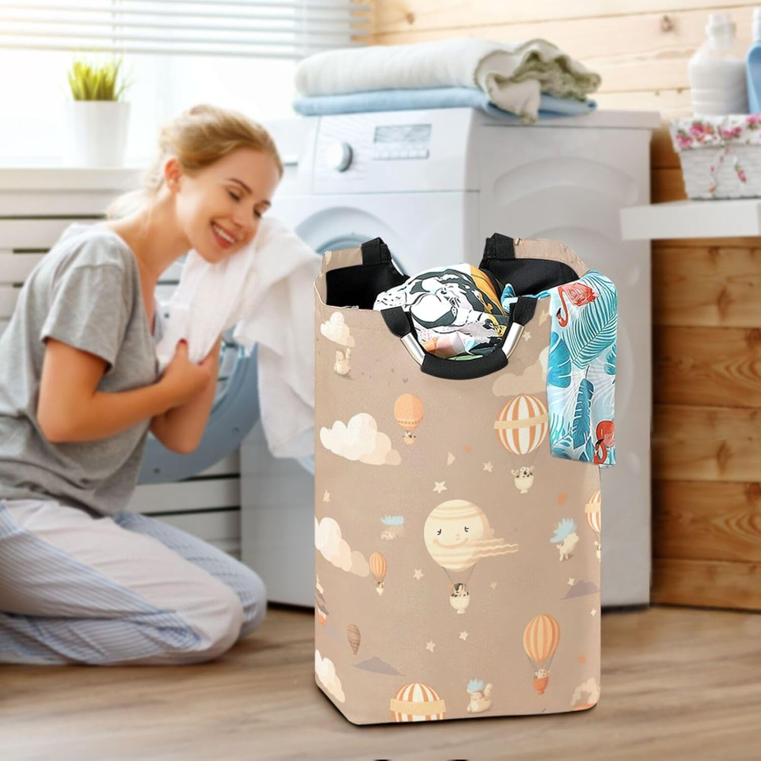 Collapsible Storage Bin for Kids with Cartoon Balloon Design