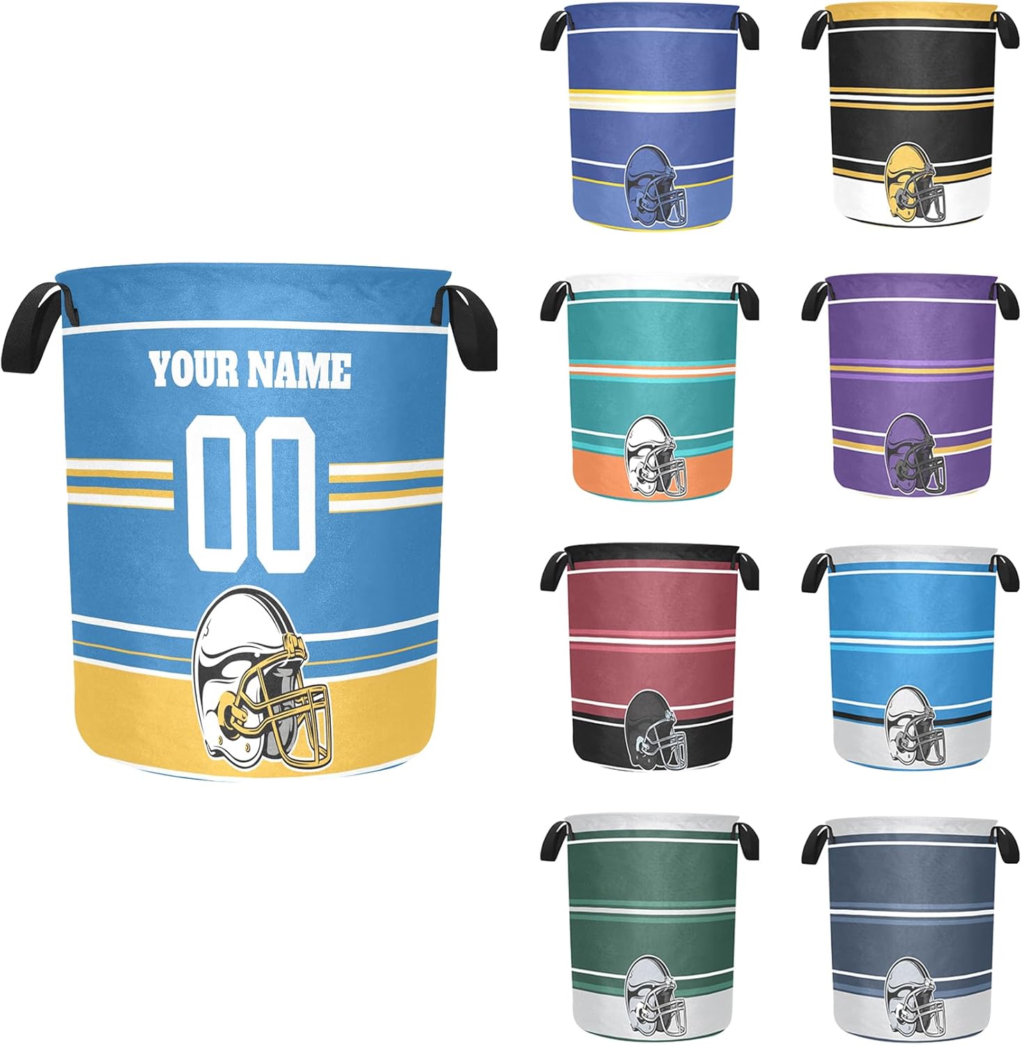 Personalized Football Style Baby Clothes Hamper with Name Number