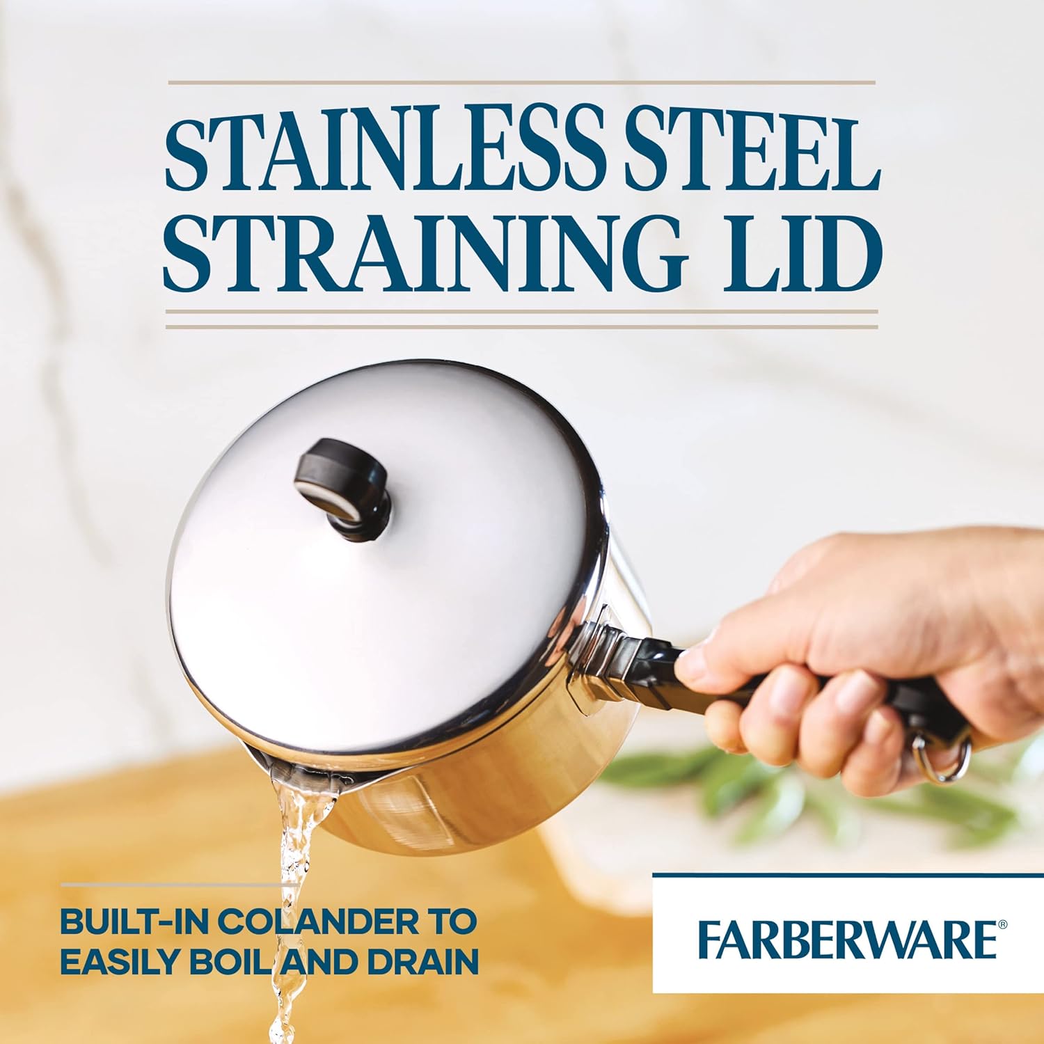 Farberware Classic Stainless Steel 1-Quart Straining Saucepan Silver
