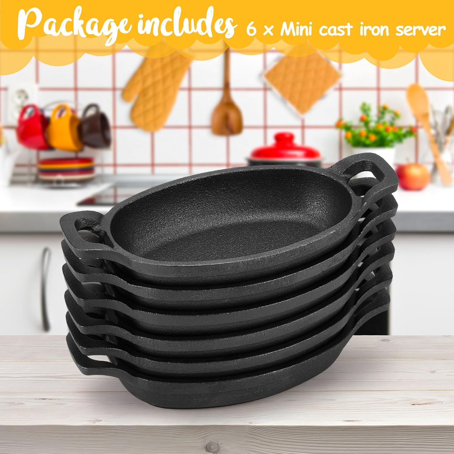 Compact 6-Piece Mini Cast Iron Skillet Set