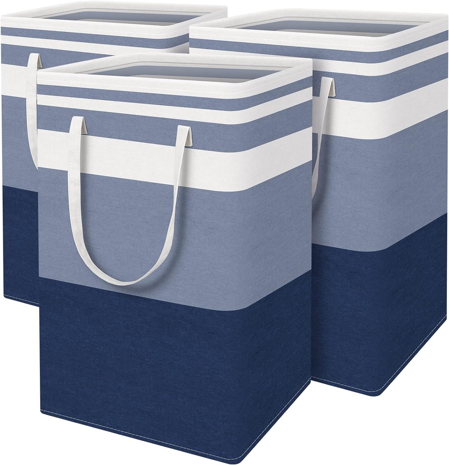 BlissTotes 3-Pack Gradient Blue Collapsible Laundry Basket