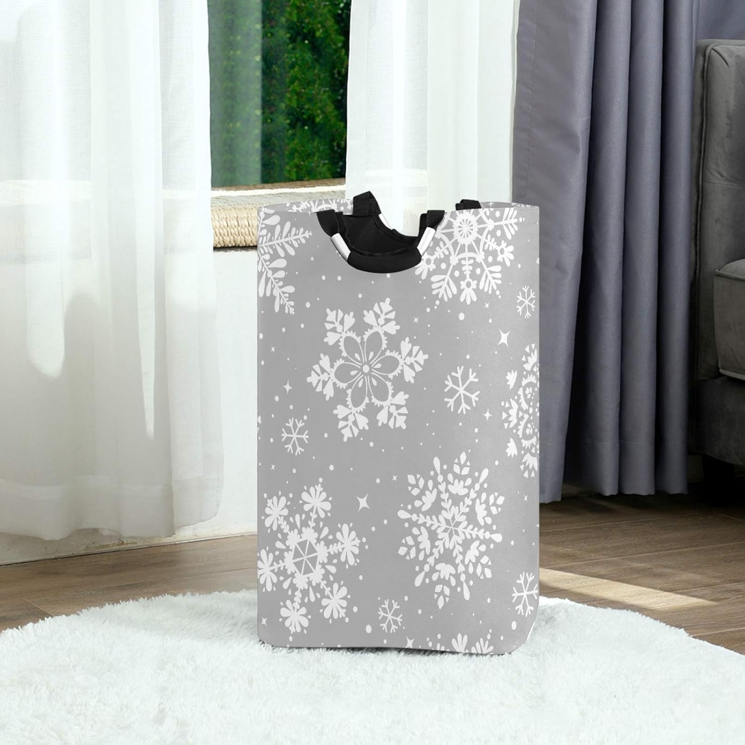 SUSIYO Winter Laundry Basket with Snowflakes Design