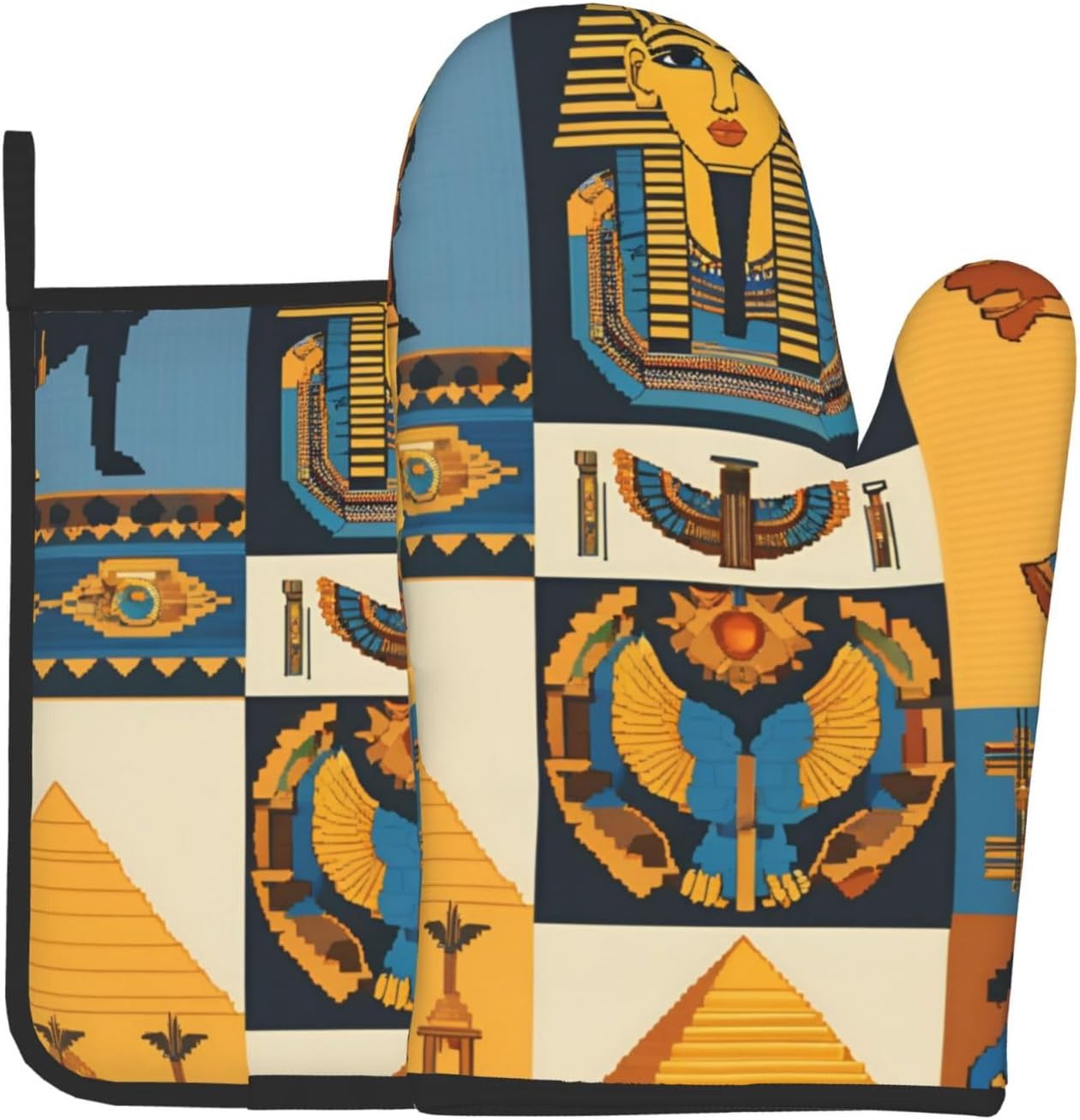 QuopvnAncient Egypt Tribe Series Printed Oven Mitts and Pot Holders Set of 2
