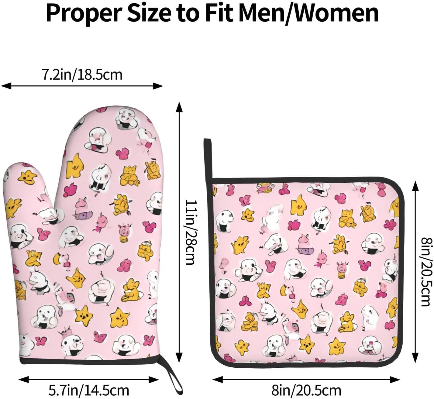 Lovely Rice Ball Printed Oven Mitts and Pot Holders 2pcs Set