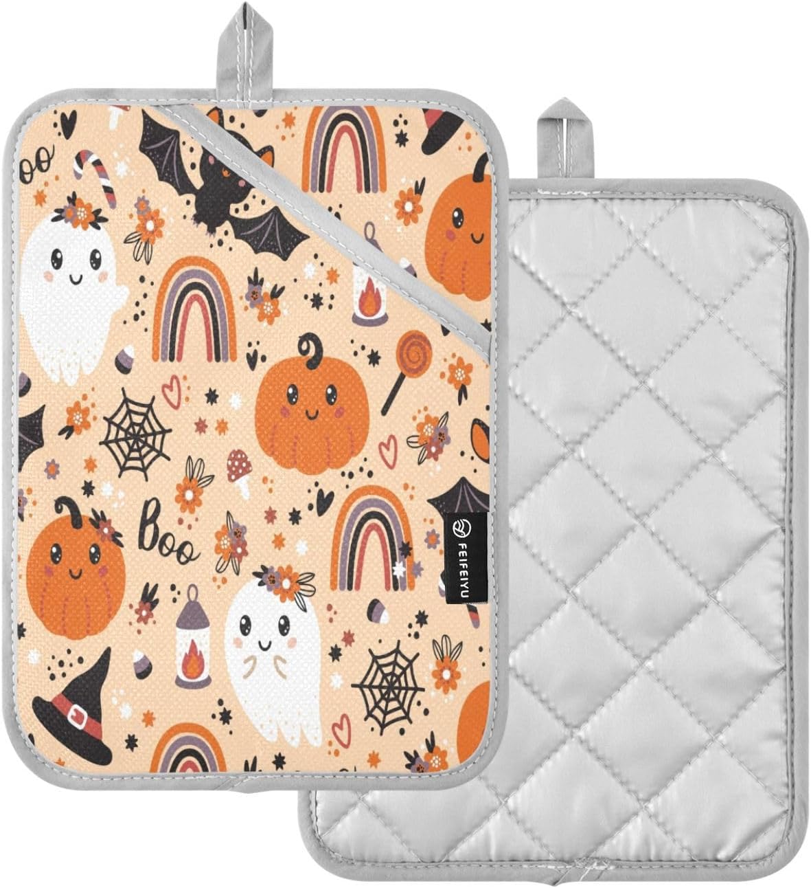 YETTASBIN Halloween Pumpkin Ghost Potholder Set 2 Pack