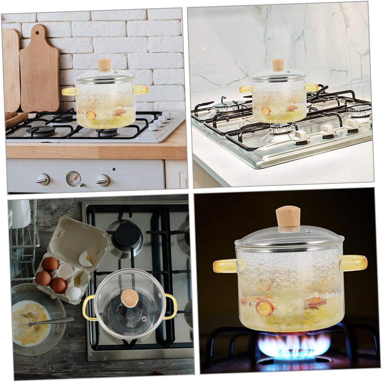 Sturdy Glass Stockpot with Lid 1600ml