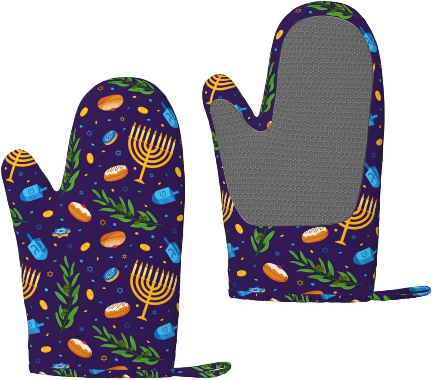 Happy Hanukkah jewish festival oven mitts WJJUOA
