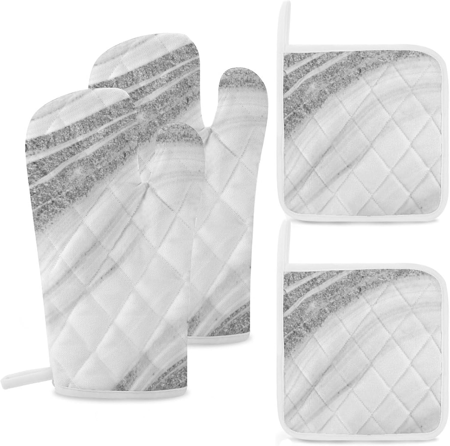 4-Piece Oven Mitts Set Heat Resistant Stylish Kitchen Tools
