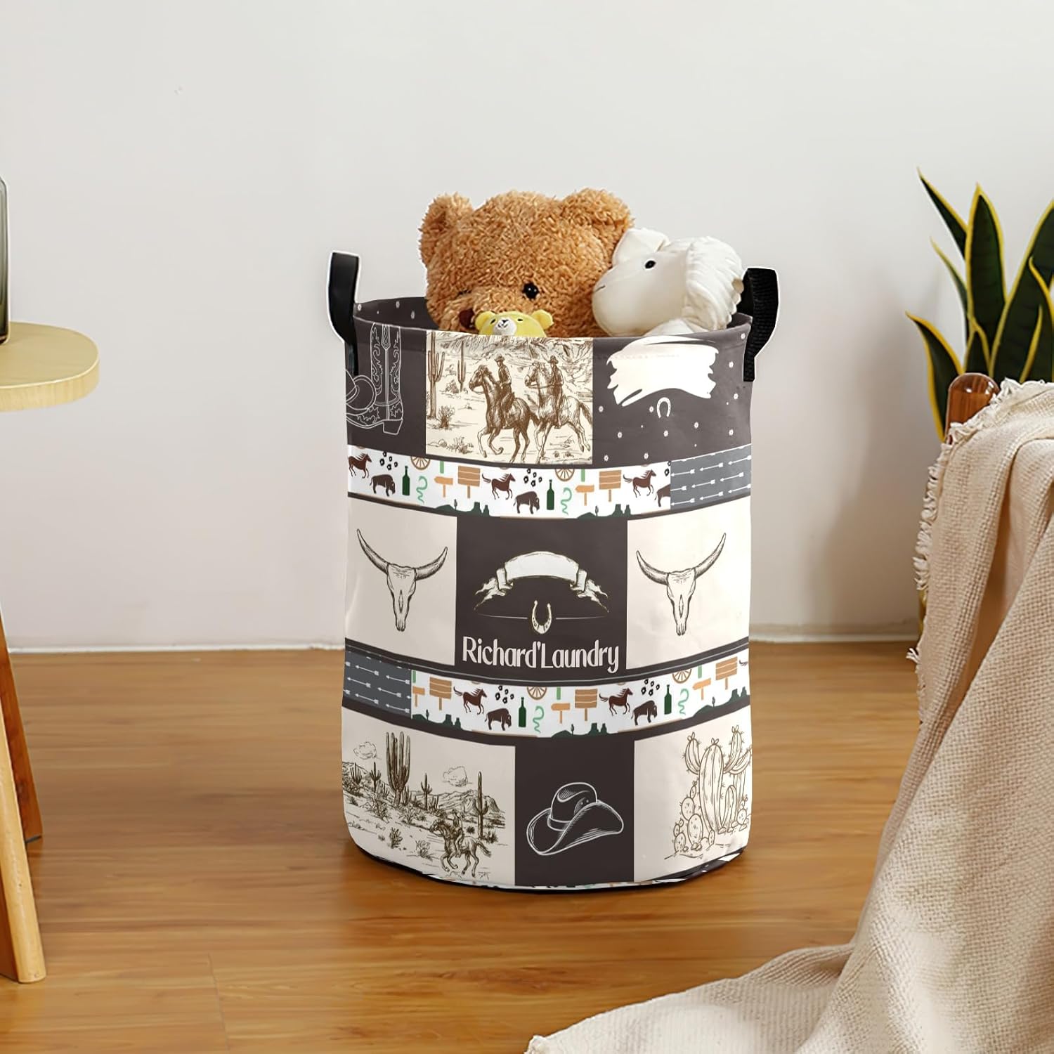 Personalized Cowboy Storage Basket for Home Kitchen