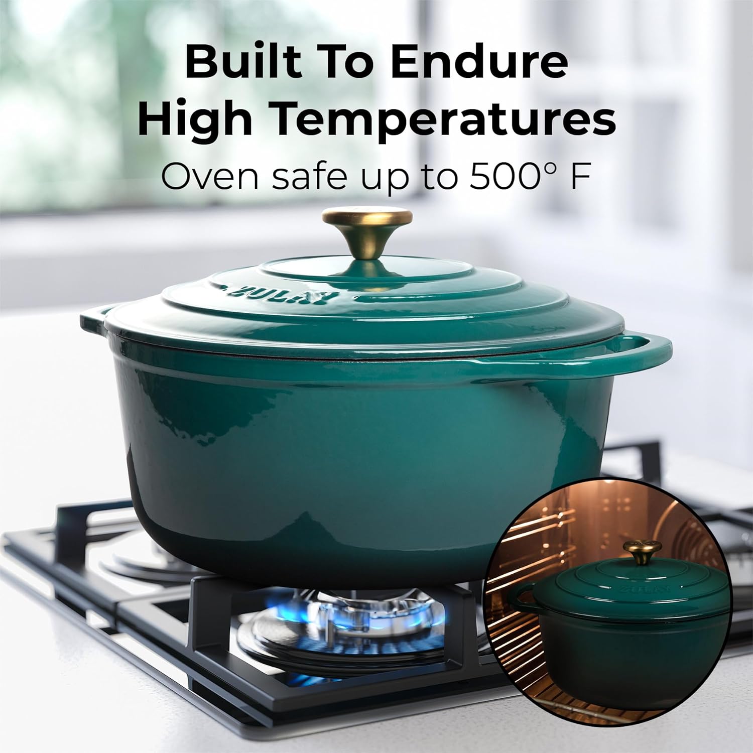 Zulay Premium 6 Quart Cast Iron Dutch Oven with Lid