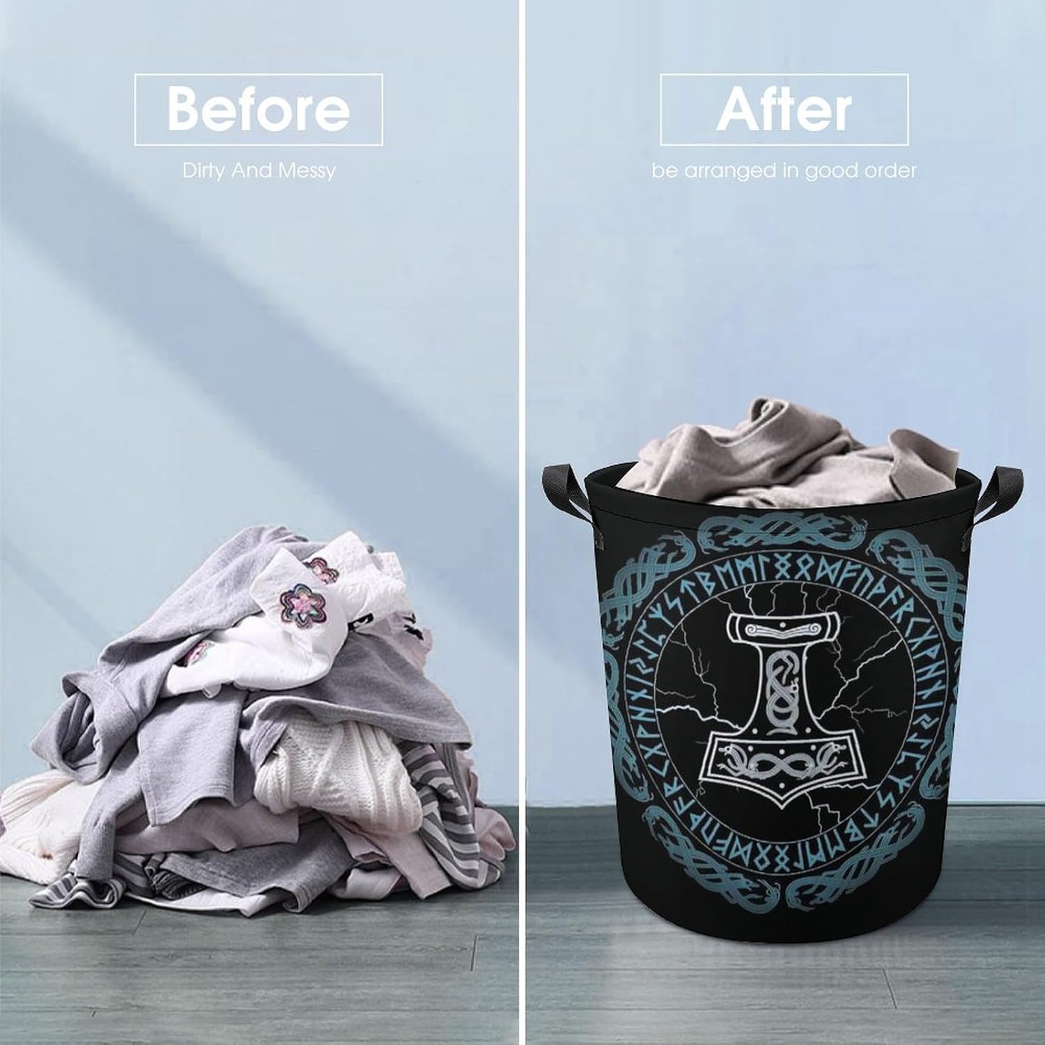 Viking inspo Norse Mythology Magic Rune Laundry Hamper