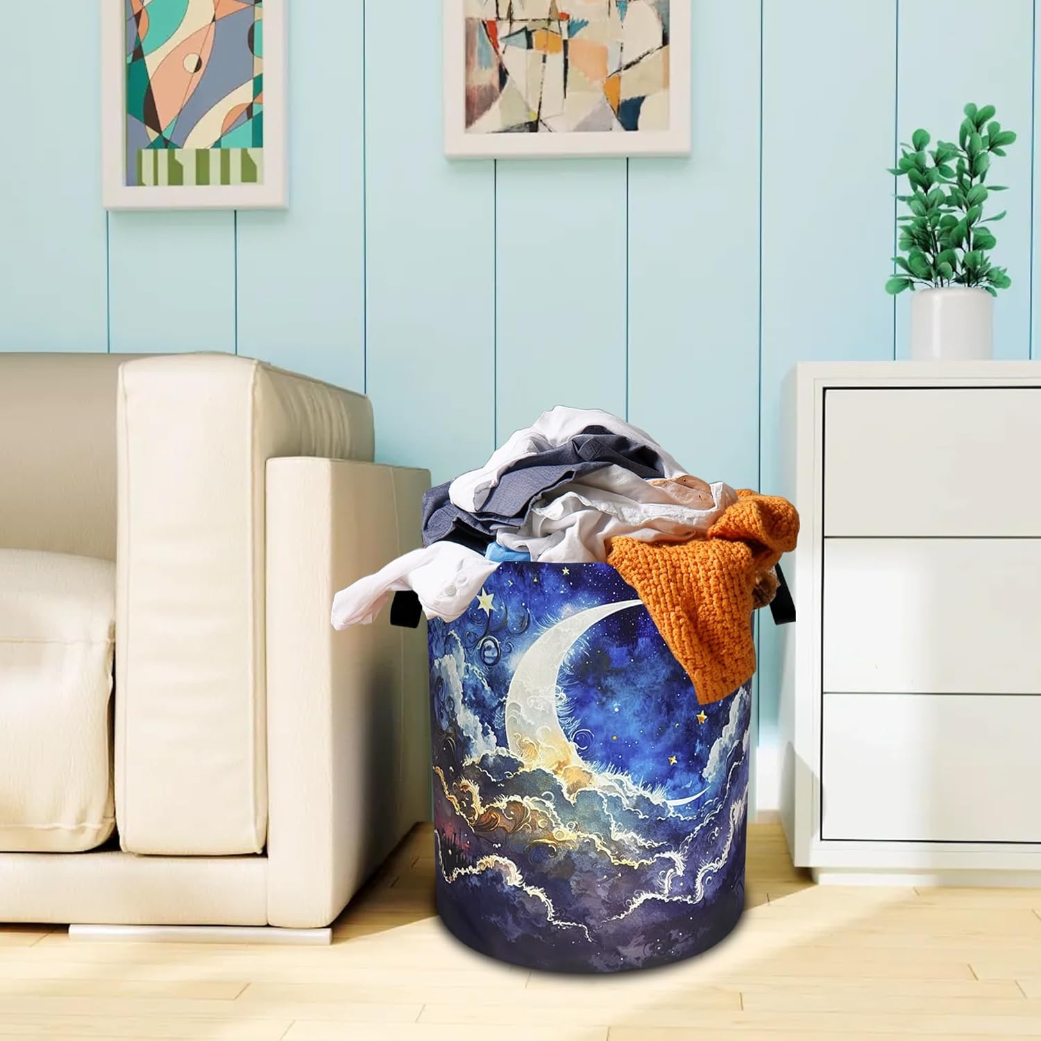 RKYAFFERISMA Night Moon Foldable Laundry Basket