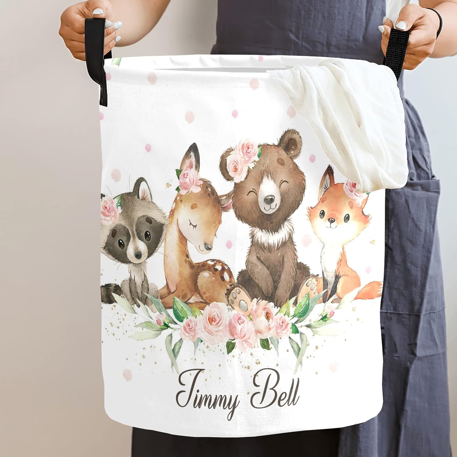 Personalized Floral Laundry Hamper