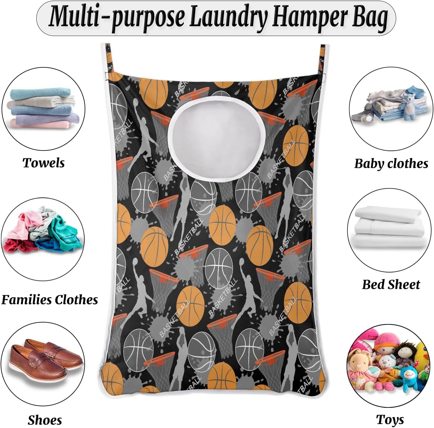 Ioracida Foldable Wall Hanging Laundry Hamper Bag 16x29In