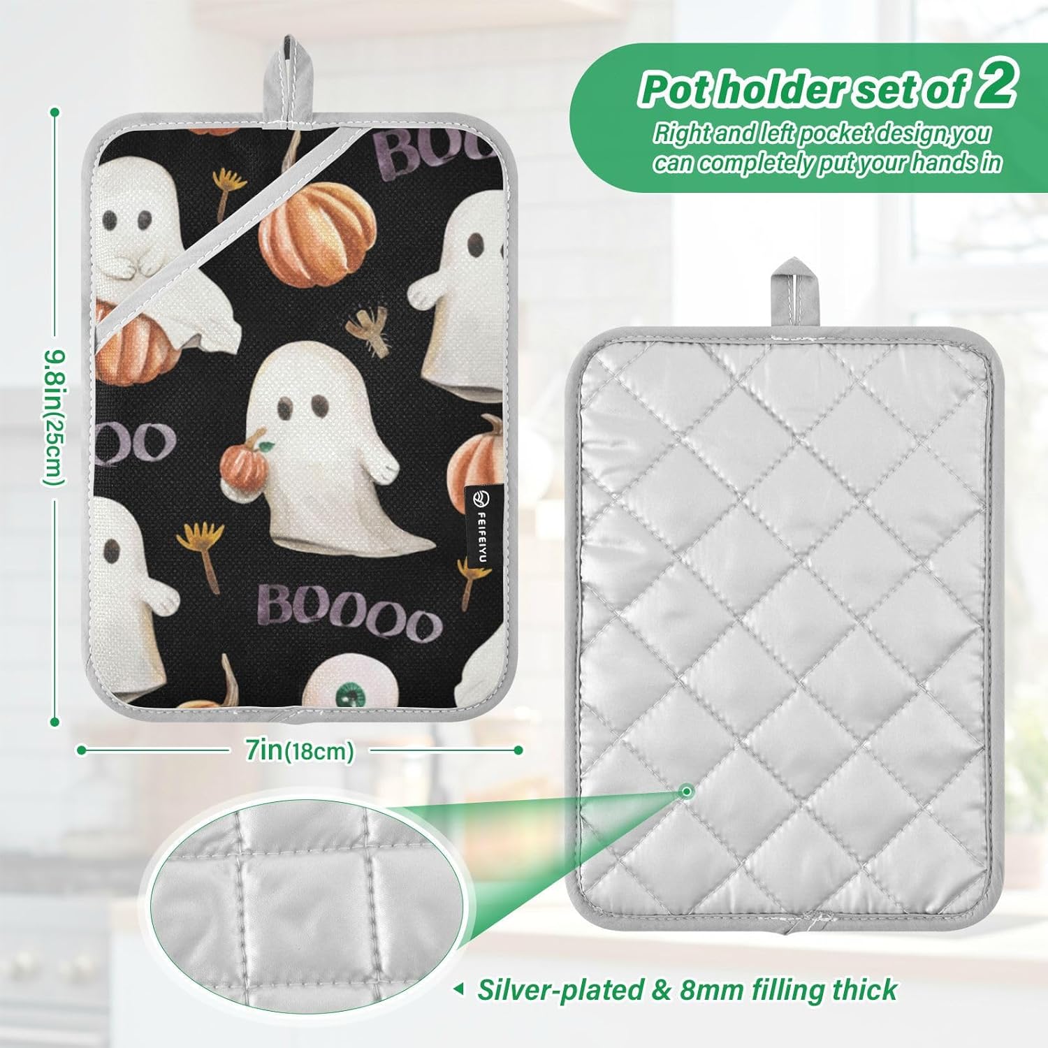Ourvii Halloween NHL Pair Potholders Set
