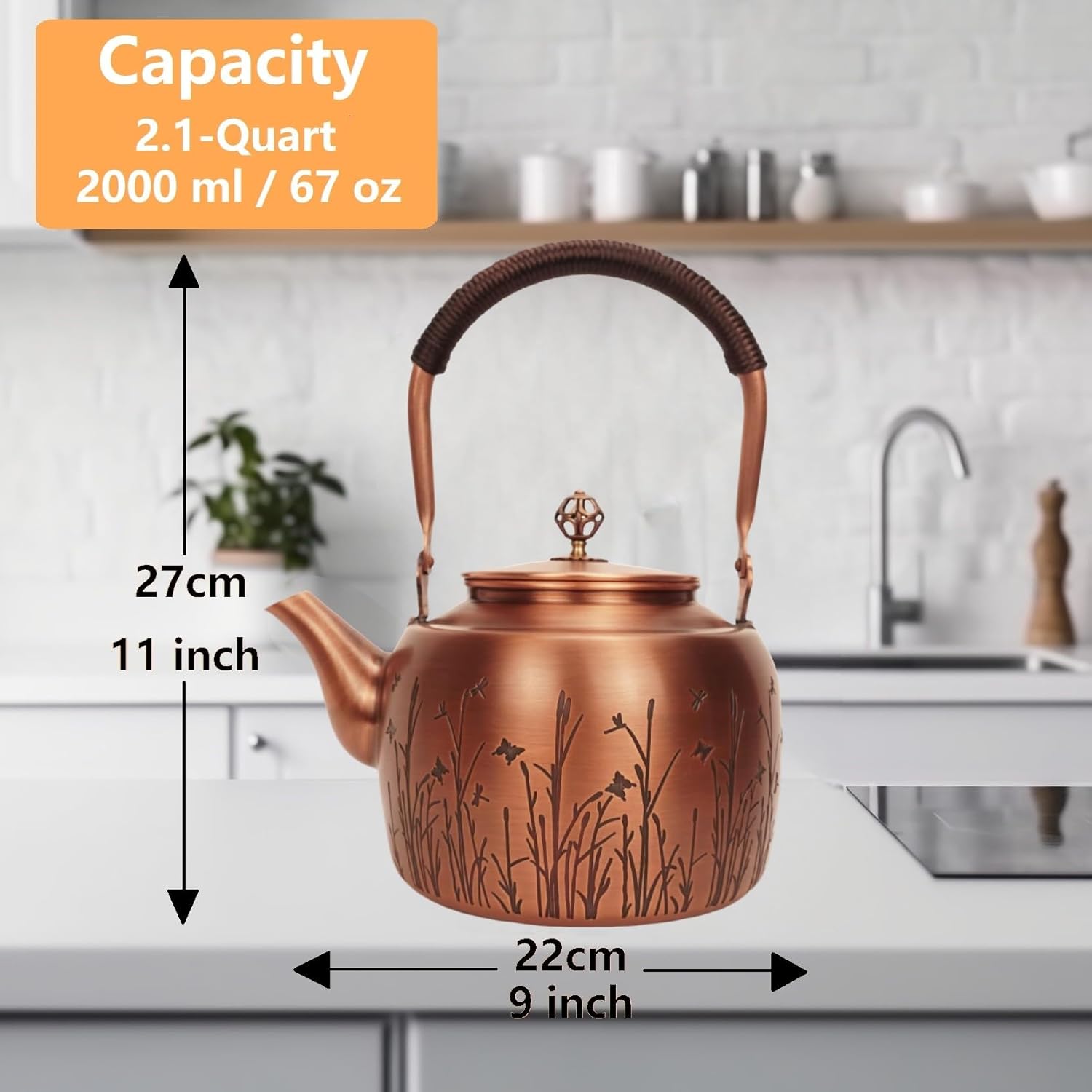 Handmade Copper Kettle for Stove