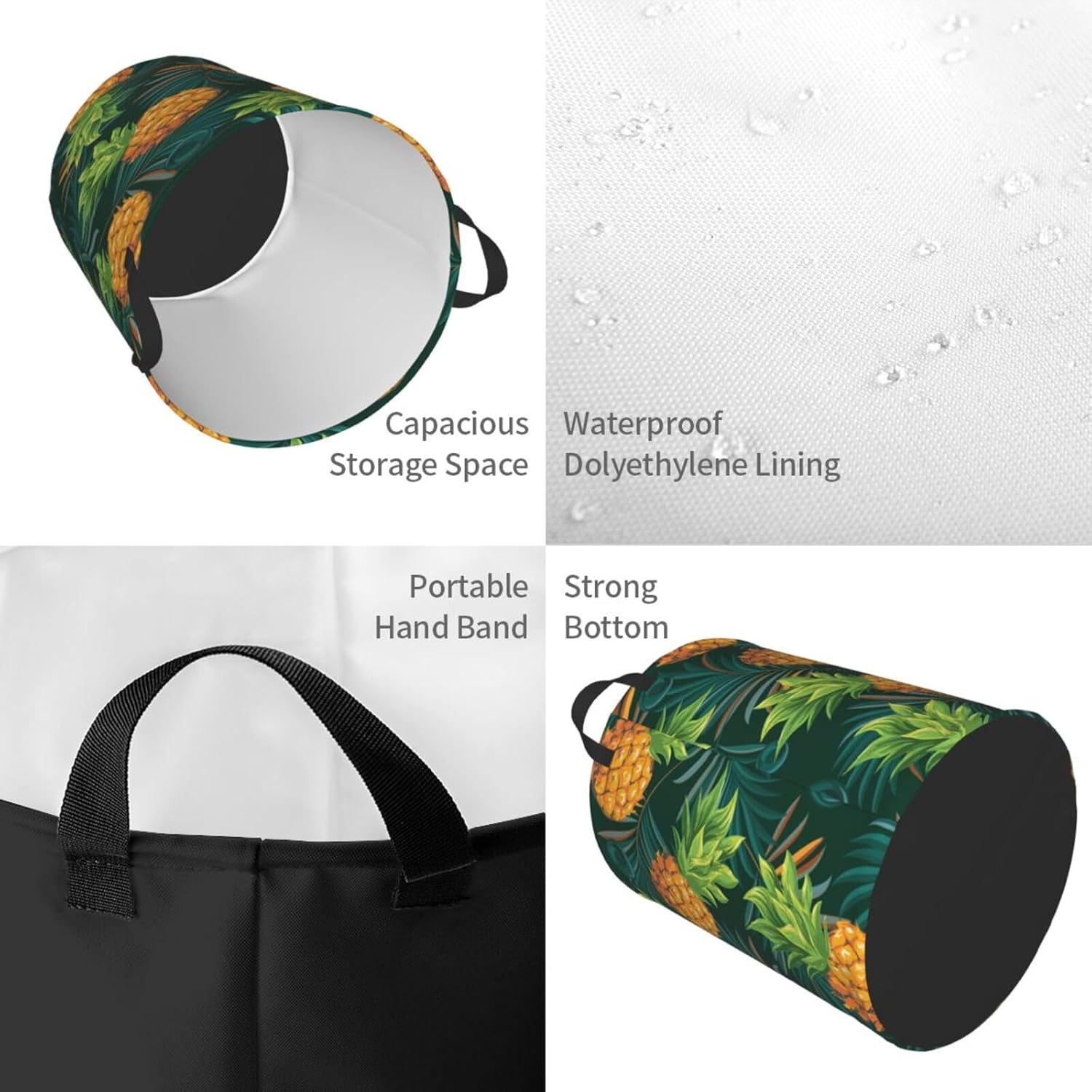Oicvrct Pineapple Circular Hamper Laundry Basket