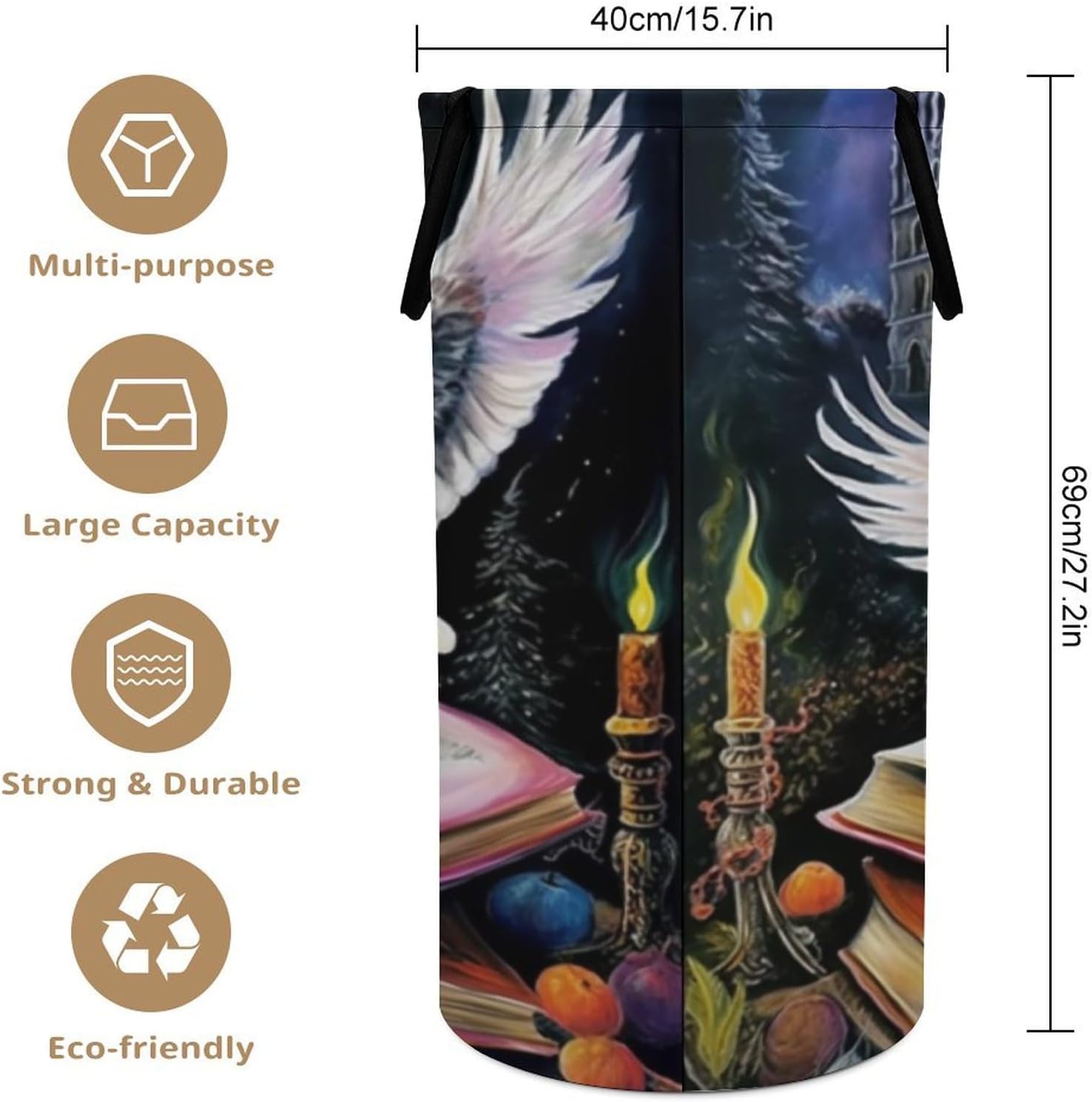 Owl Flying Over Magic Book Large Laundry Hamper
