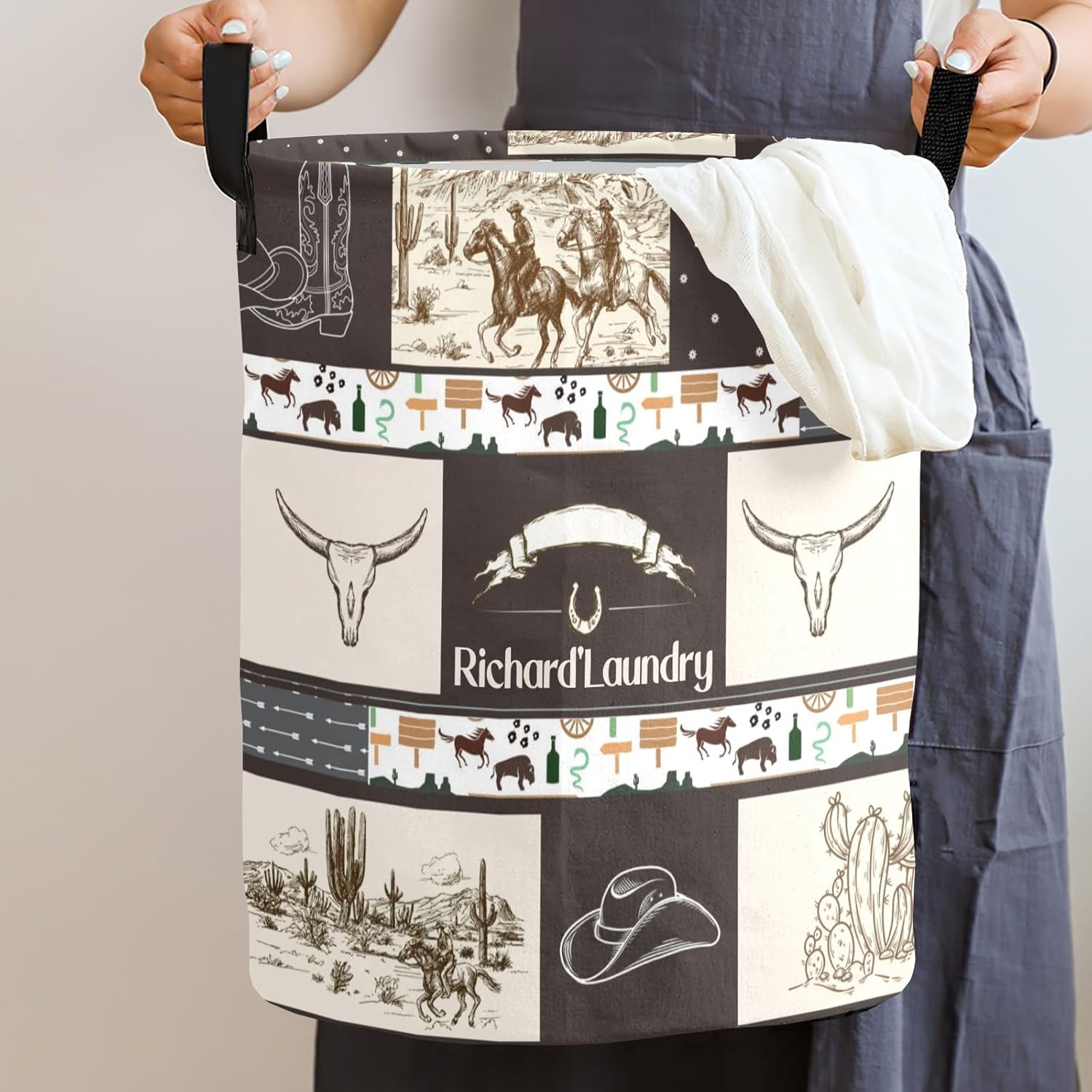 Personalized Cowboy Storage Basket for Home Kitchen