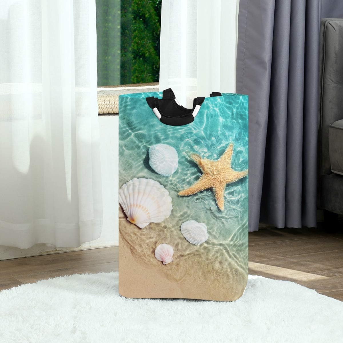 Exnundod Starfish Summer Beach Laundry Hamper