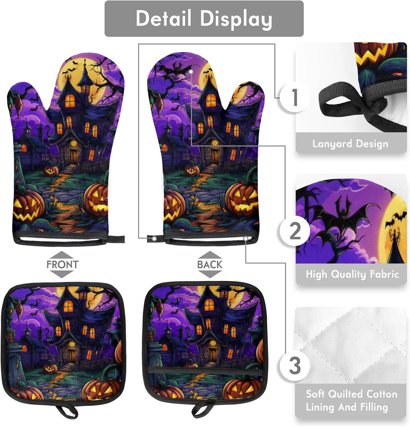 Oven Mitt Set - Pot Holders for Cooking