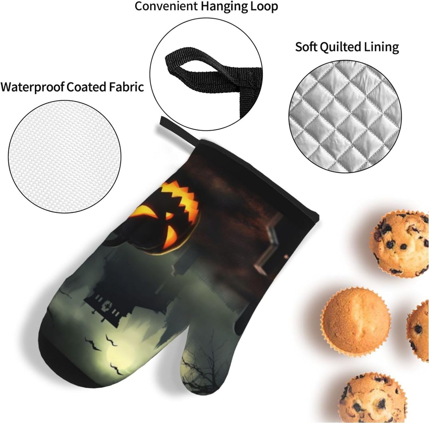 Halloween Horror Oven Mitts and Pot Holder Set of 4