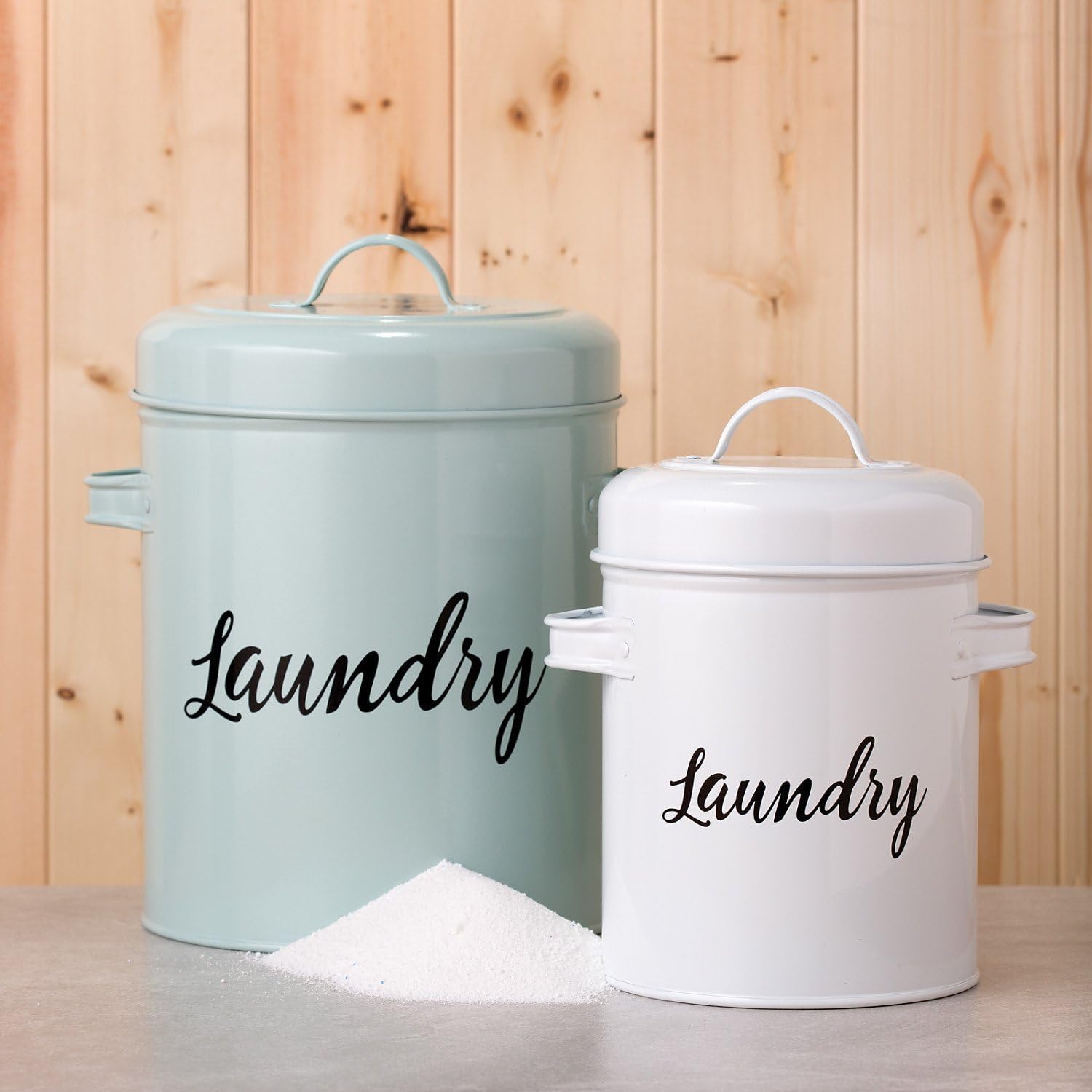 Amici Home launderette Metal Canister White - 64oz