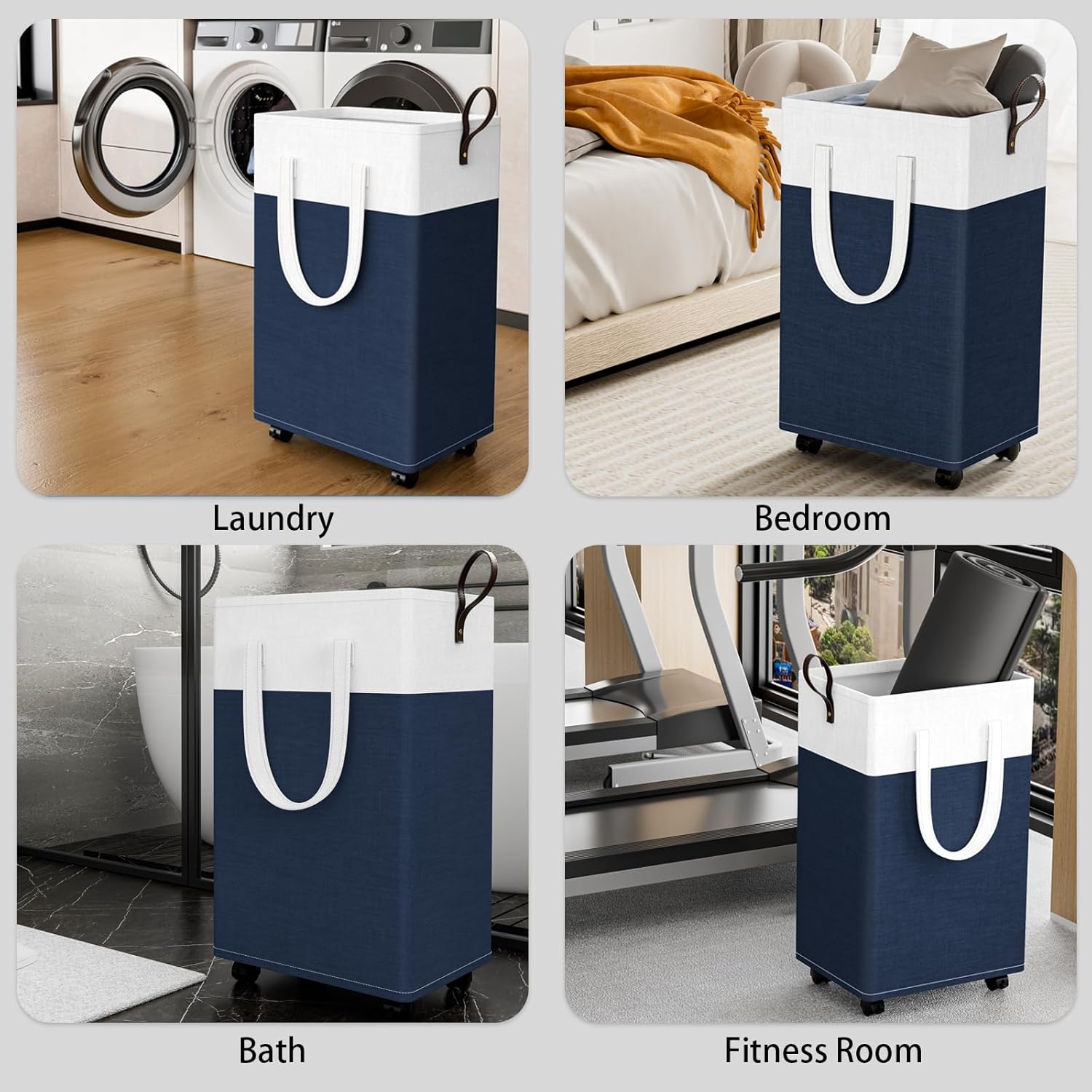 Durable Space-Saving Rolling Laundry Basket with Wheels