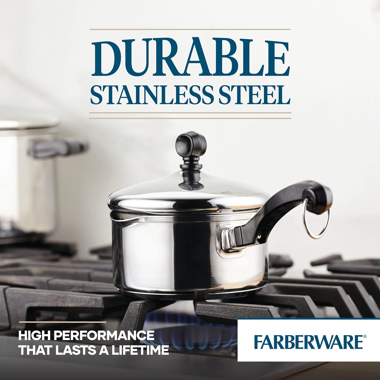 Farberware Classic Stainless Steel 1-Quart Straining Saucepan Silver