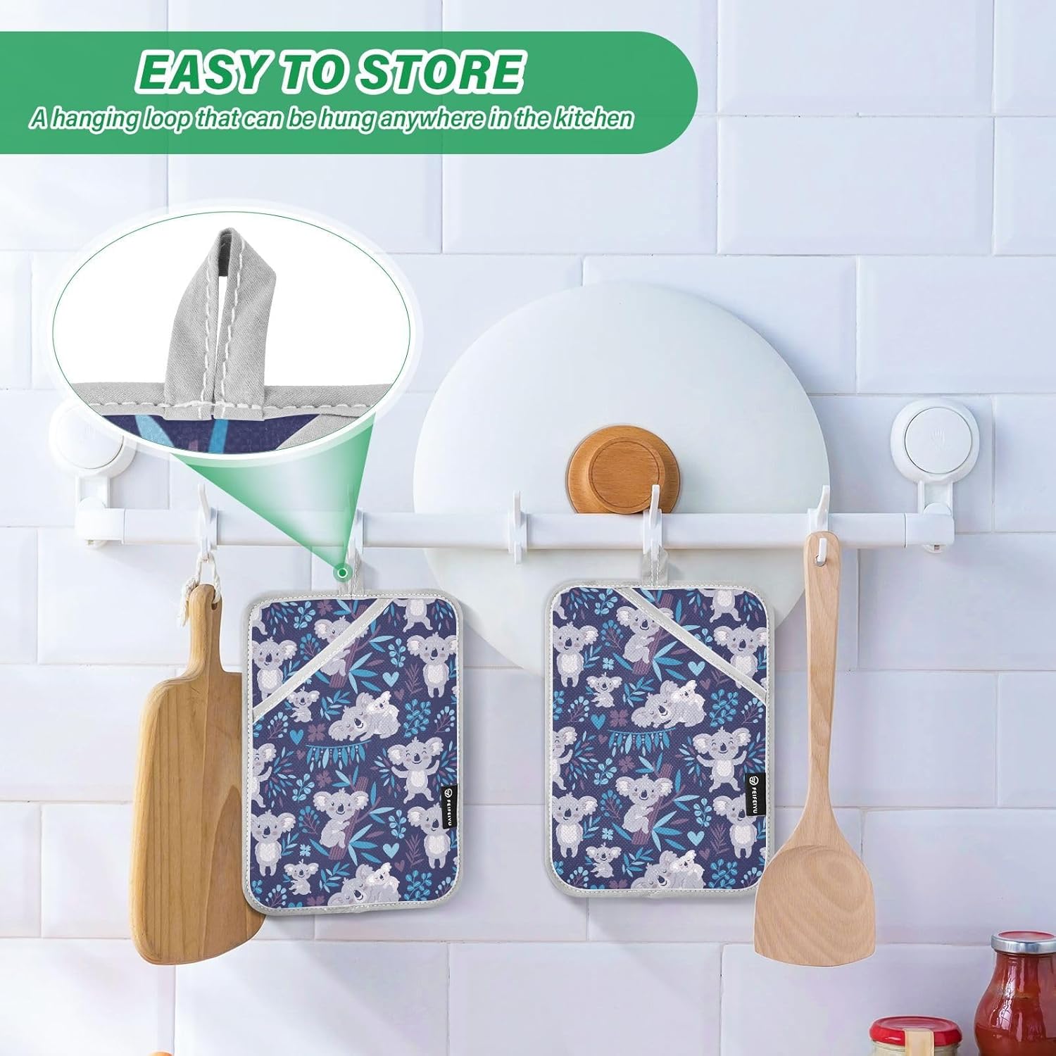 Dalzium Potholder Set of 2 with Koala Bears and Floral Design