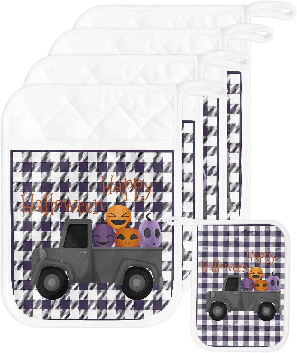 Happy Halloween Distinctive Pot Holder Set with 5 Pockets