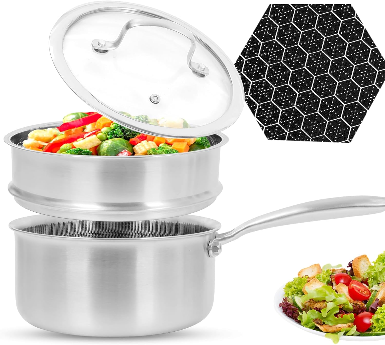 Sleek 2 qt Stainless Steel Saucepan for All Cooktops