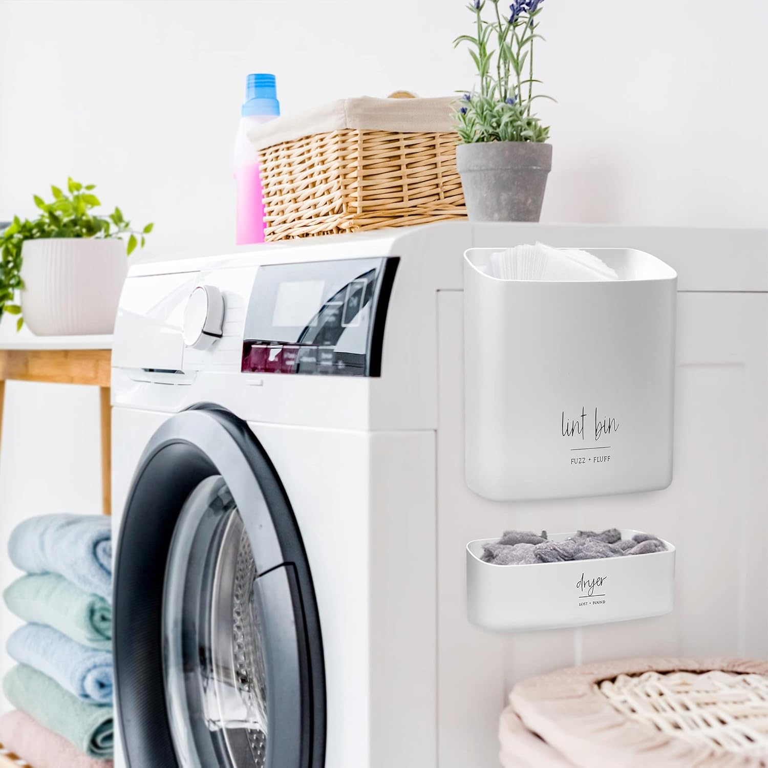 Magnetic Lint Bin for Laundry Storage